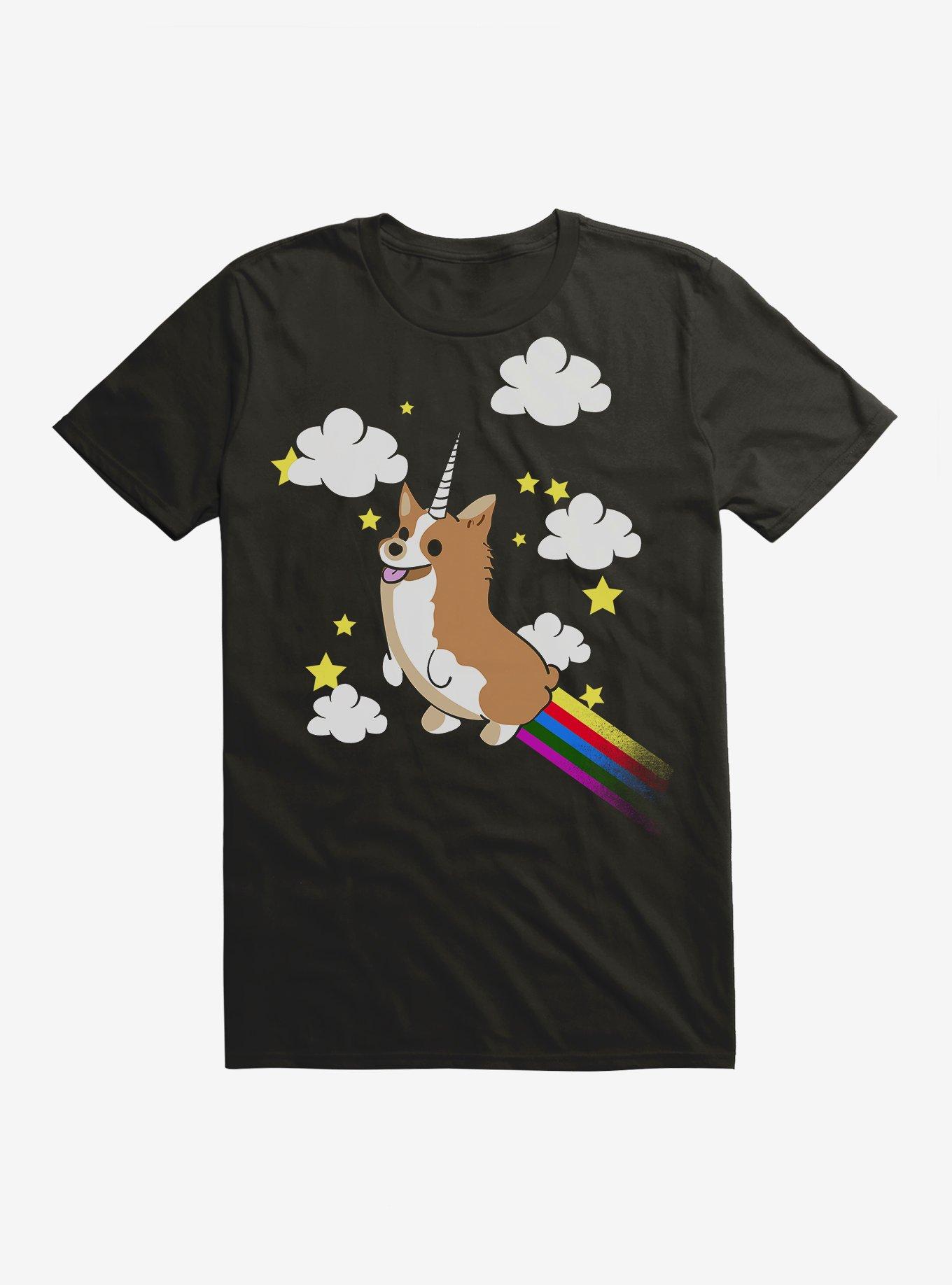 Flying Corgi-Corn with Rainbow T-Shirt, , hi-res