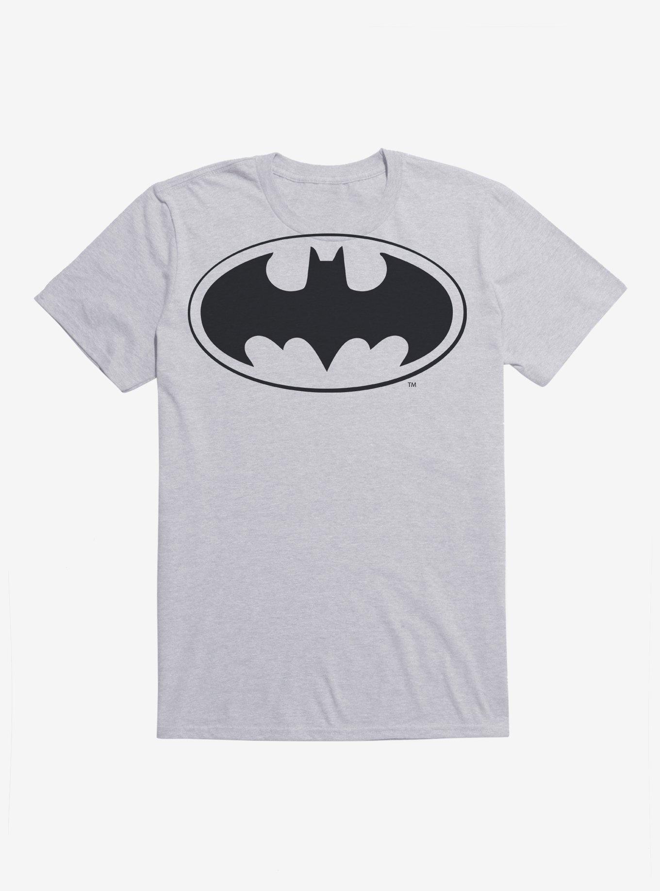 DC Comics Batman Bat Logo Black T-Shirt, HEATHER GREY, hi-res