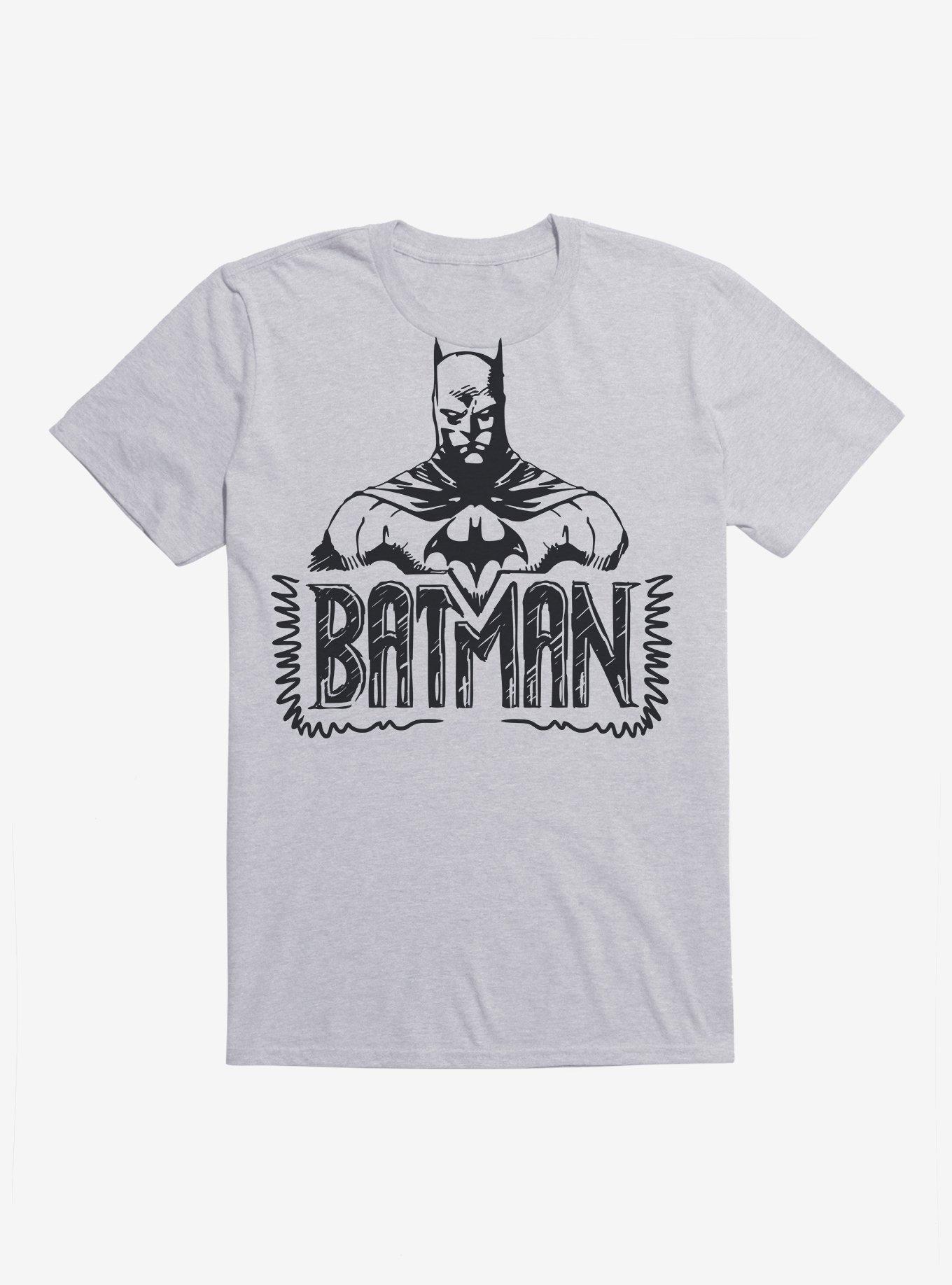 DC Comics Batman Bust Sketch Dark Grey T-Shirt