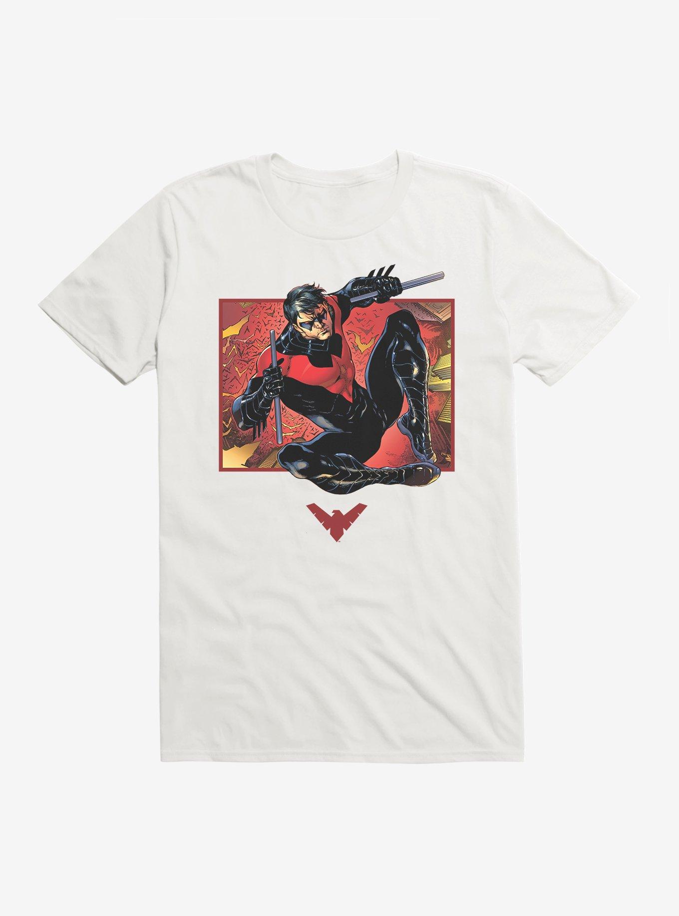 DC Comics Batman Nightwing Red Suit Fight T-Shirt, WHITE, hi-res