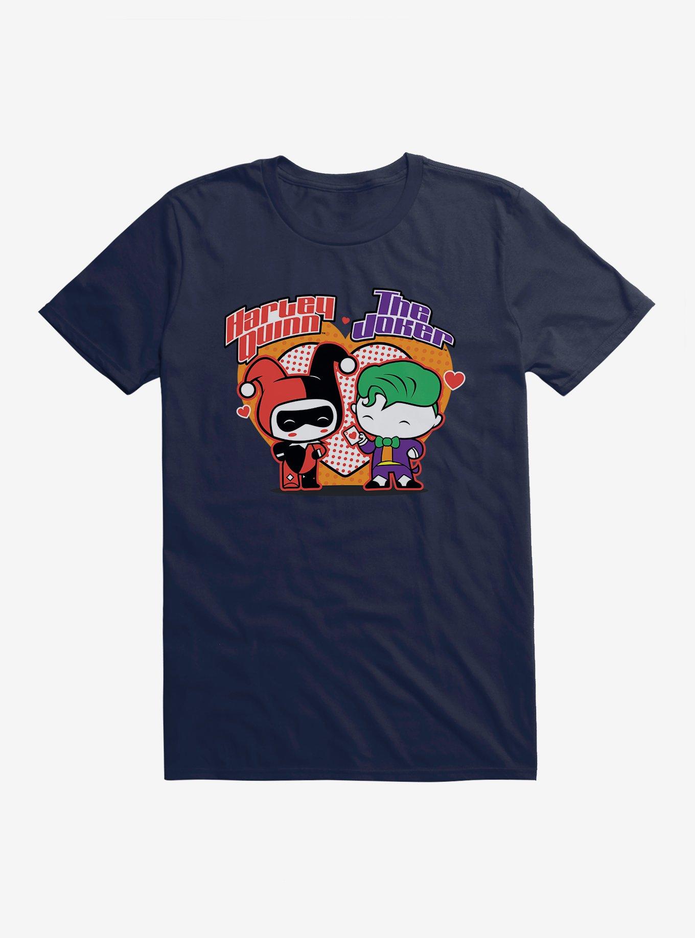 DC Comics Batman Chibi Harley Quinn And The Joker T-Shirt, MIDNIGHT NAVY, hi-res