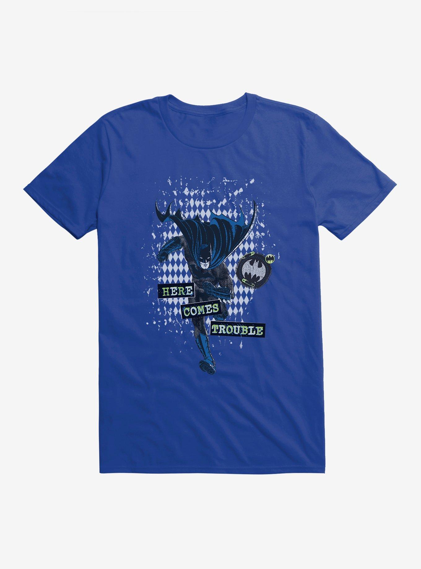 DC Comics Batman Here Comes Trouble Royal Blue T-Shirt, ROYAL, hi-res