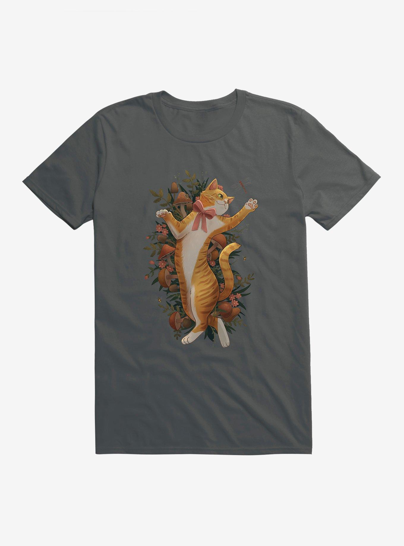 Cottagecore Nature Cat Nature Cat T-Shirt, CHARCOAL, hi-res