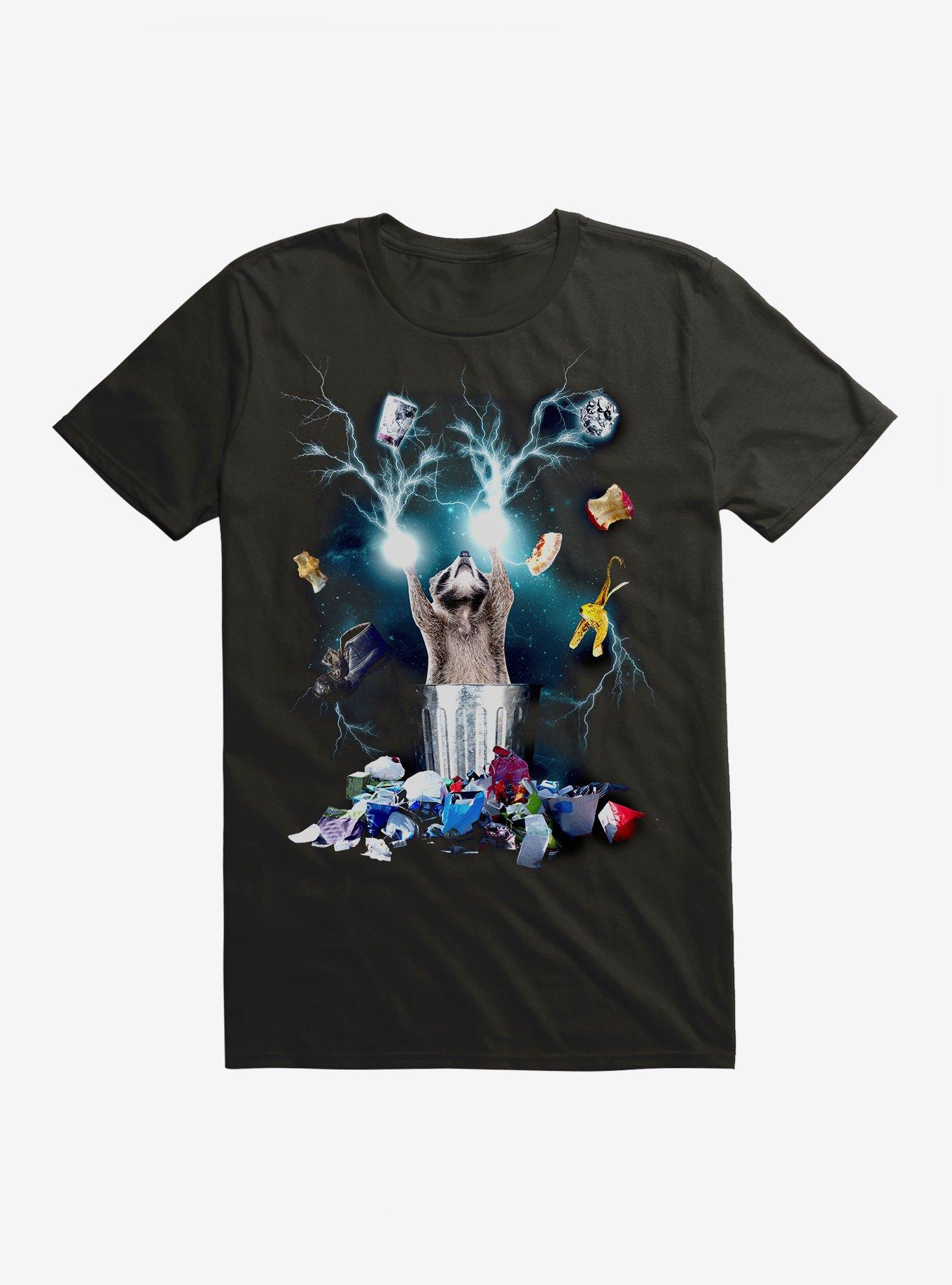 Dumpster Lightning Raccoon T-Shirt, BLACK, hi-res