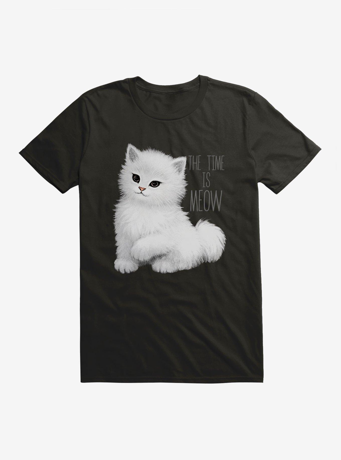 The Time is Meow T-Shirt, BLACK, hi-res