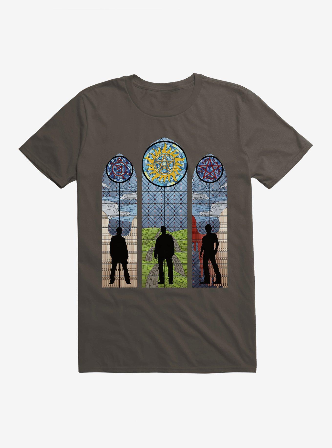 Supernatural Stained Glass Sam, Dean & Castiel T-Shirt, , hi-res