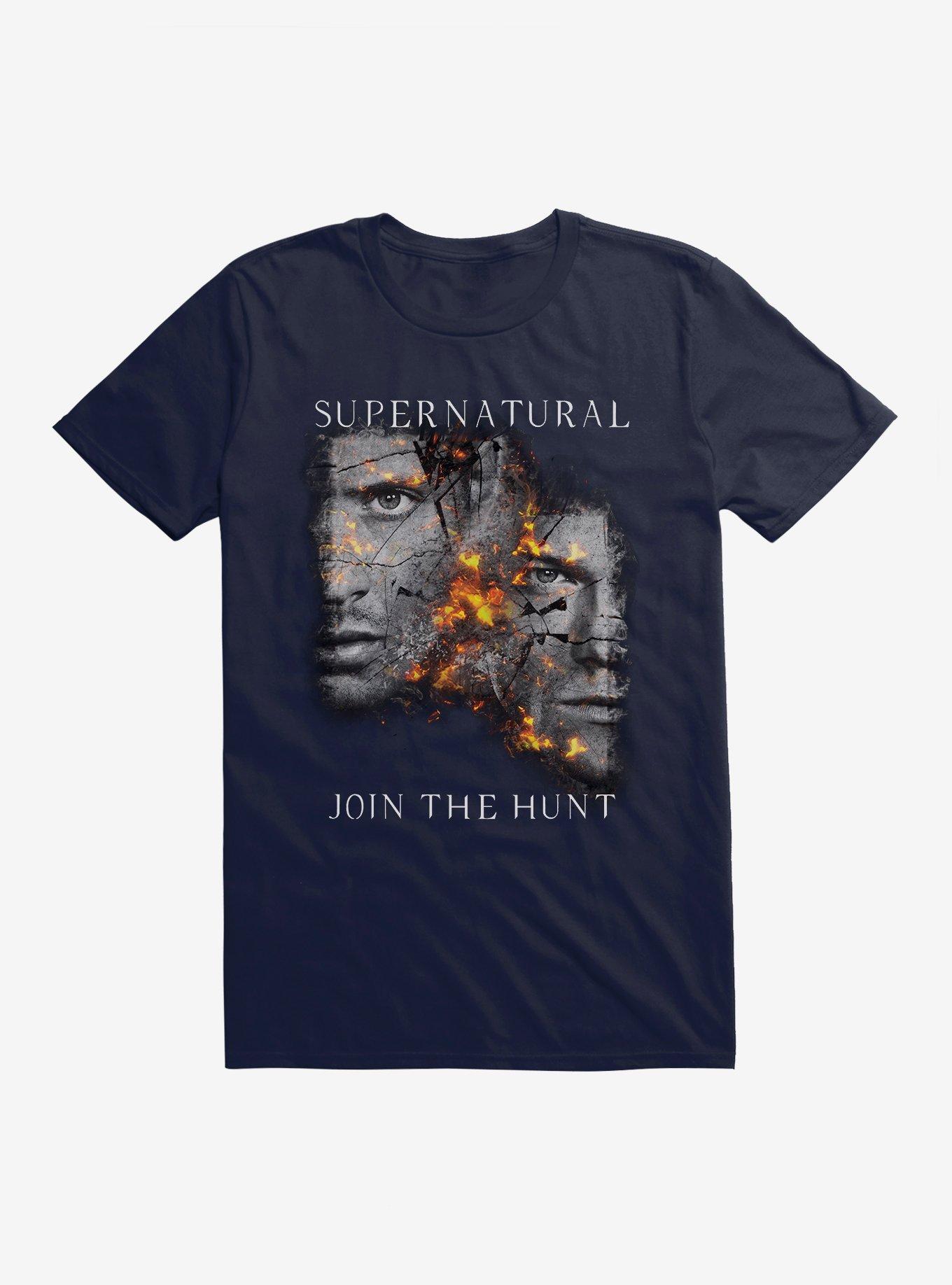 Supernatural Fire Crackle Sam & Dean T-Shirt, NAVY, hi-res