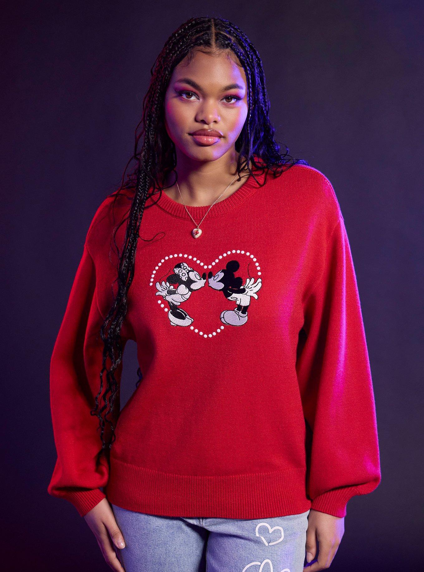 Her Universe Disney Mickey Mouse & Minnie Mouse Heart Sweater Her Universe Exclusive, , hi-res