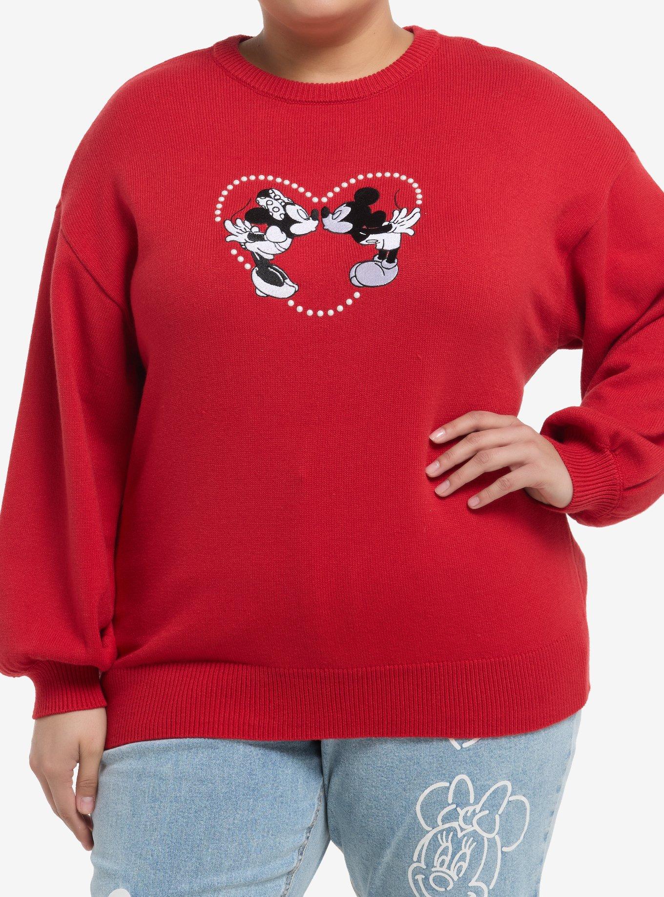 Her Universe Disney Mickey Mouse & Minnie Mouse Heart Sweater Plus Size Her Universe Exclusive, , hi-res