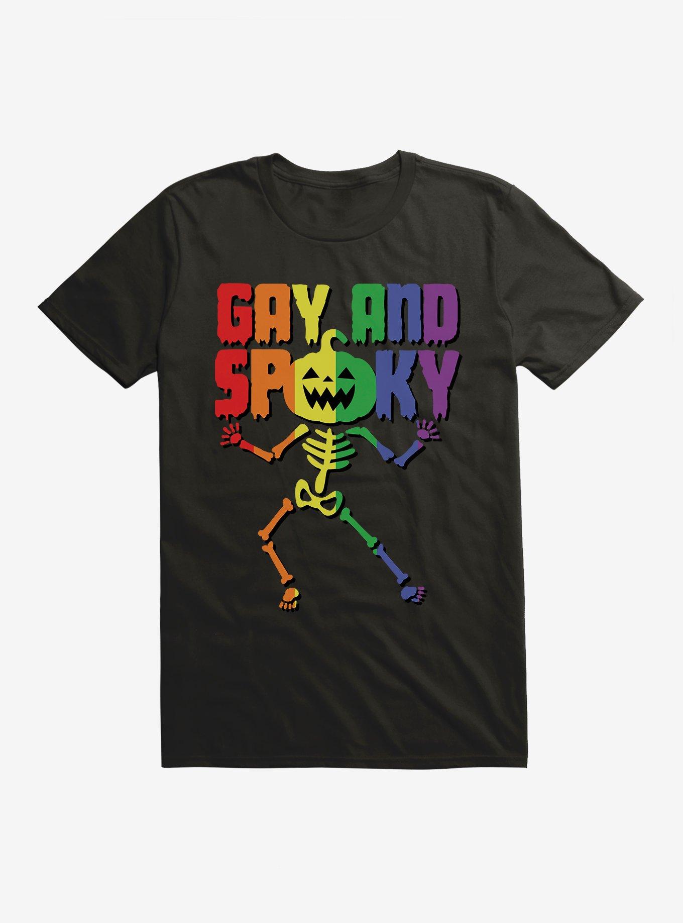 Hot Topic Rainbow Gay And Spooky Skeleton T-Shirt, , hi-res