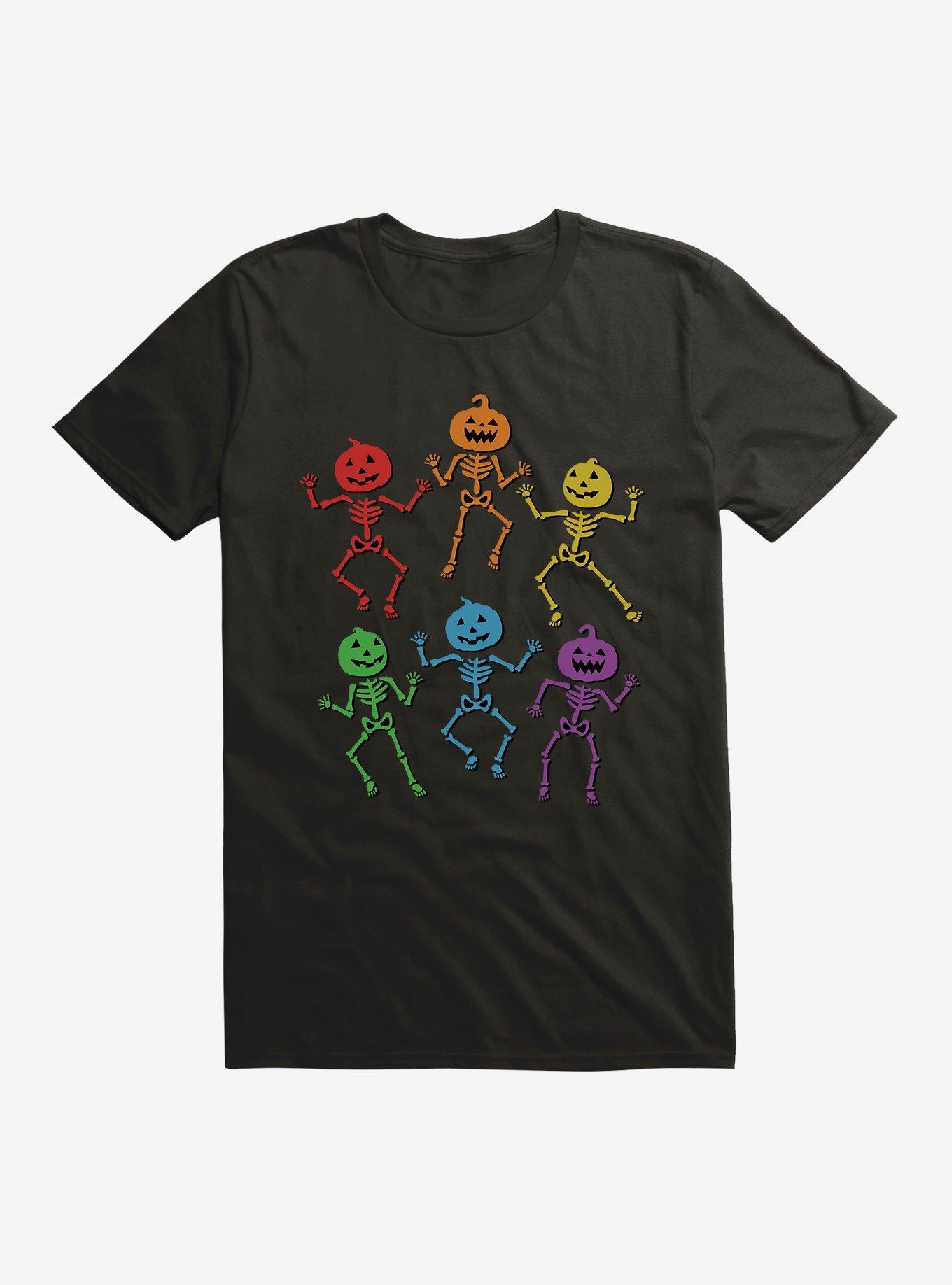 Hot Topic Rainbow Skeletons T-Shirt, BLACK, hi-res