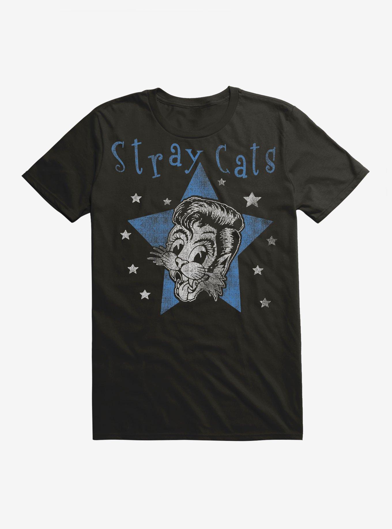 Stray Cats Logo Starts T-Shirt, BLACK, hi-res