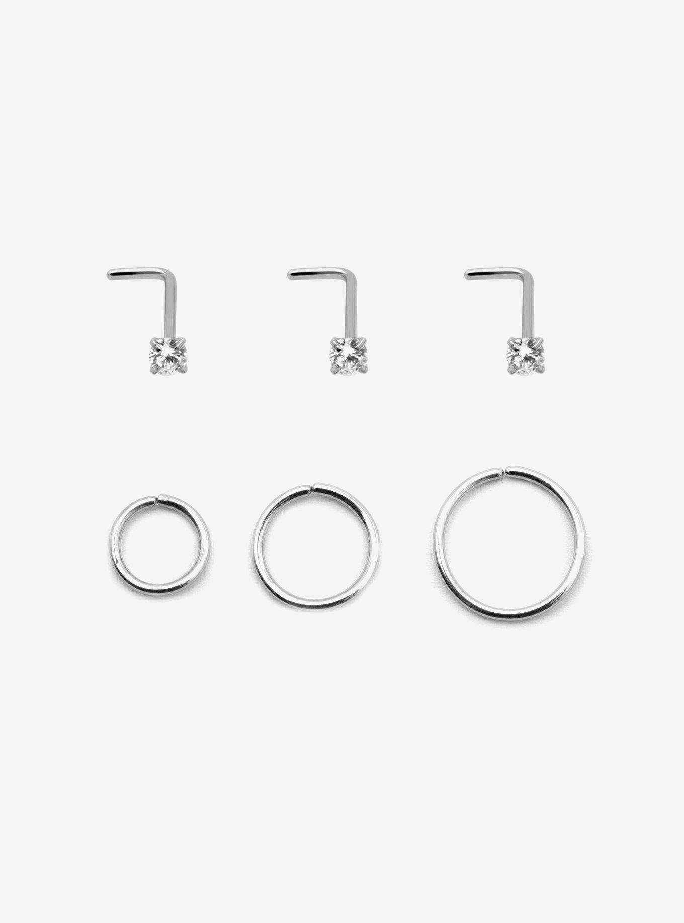 Titanium Basic Nose Stud & Hoop 6 Pack, , hi-res