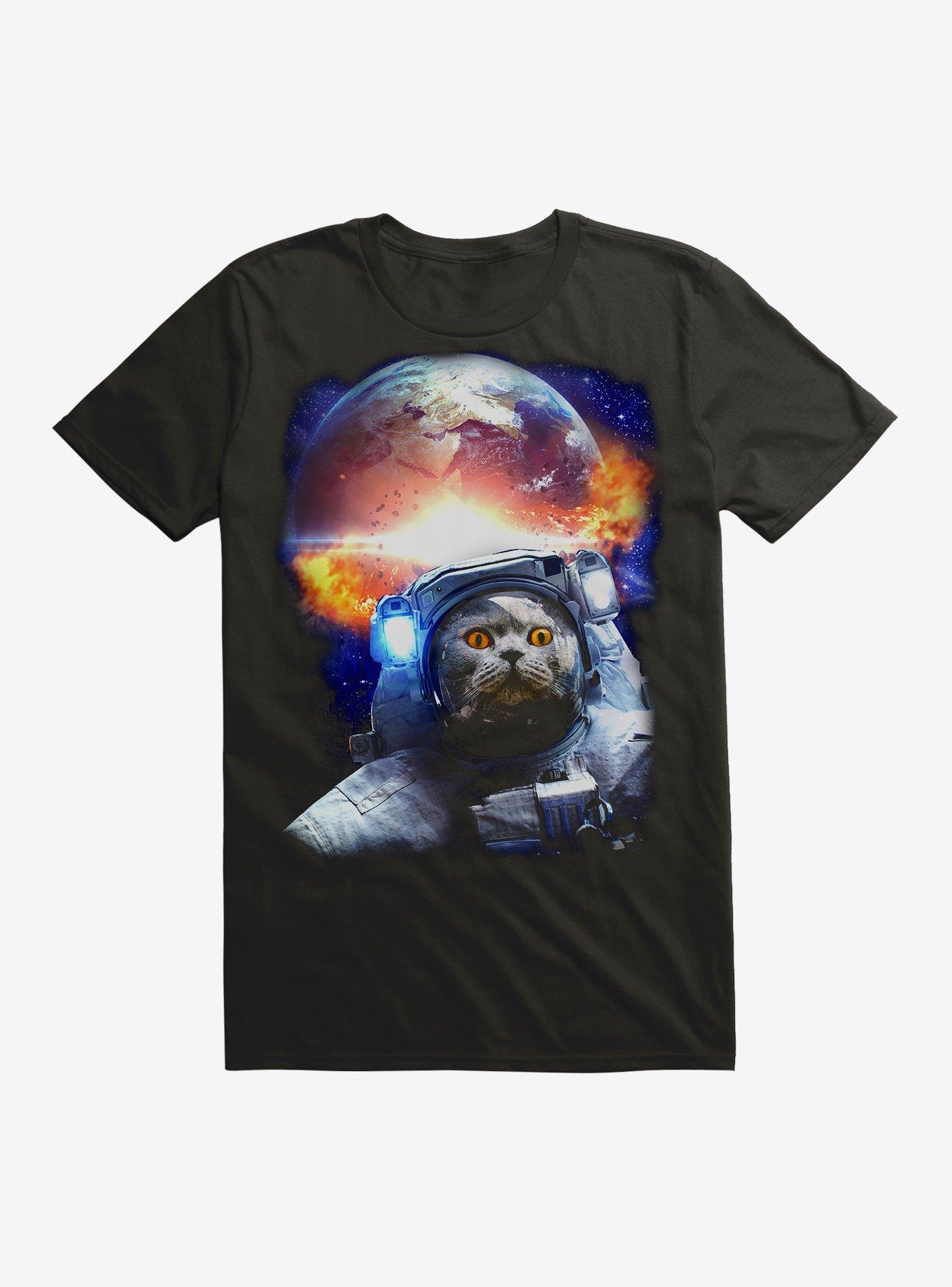 Astronaut Space Cat T-Shirt, BLACK, hi-res