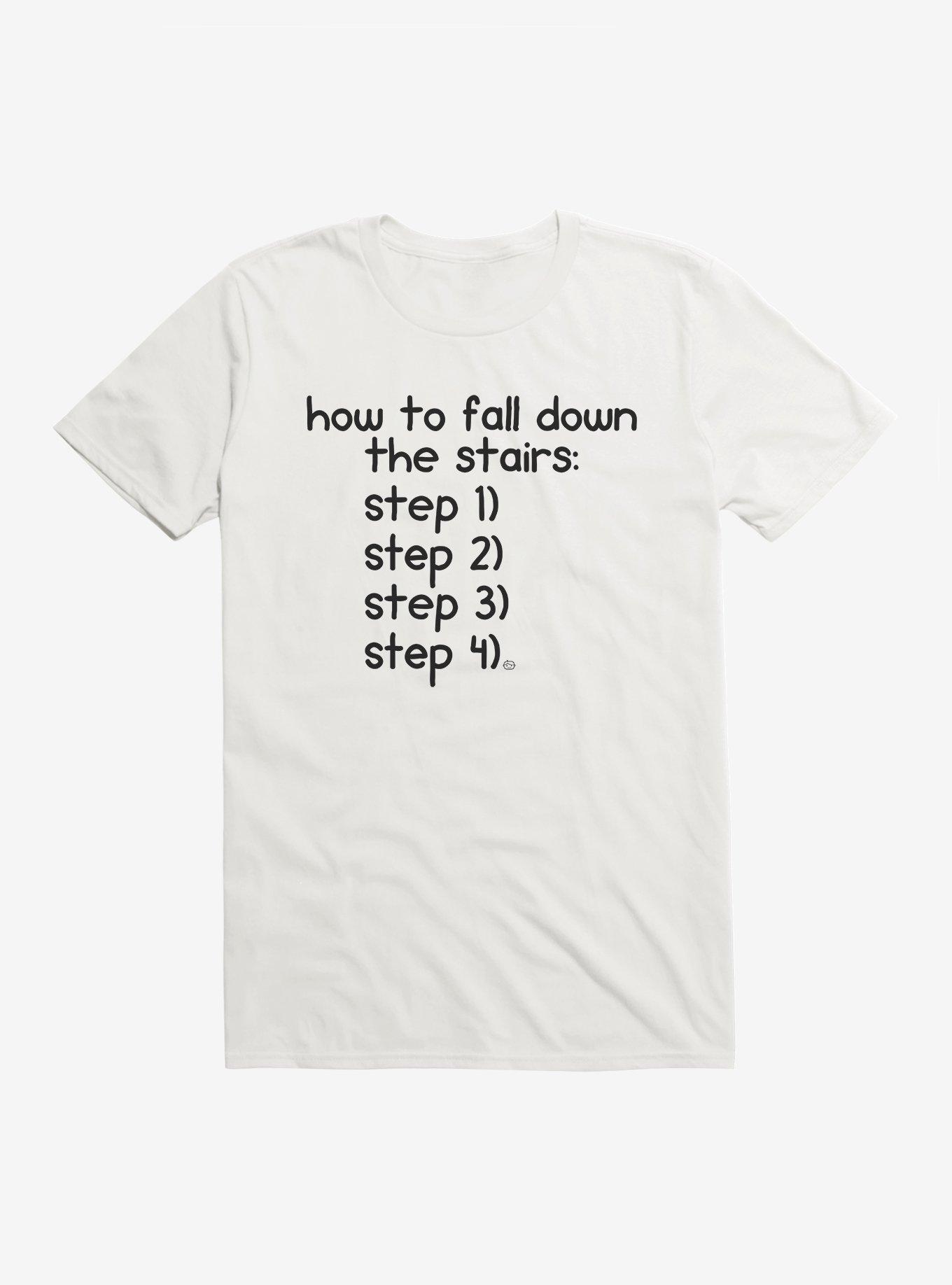 Fall Down The Stairs T-Shirt, WHITE, hi-res