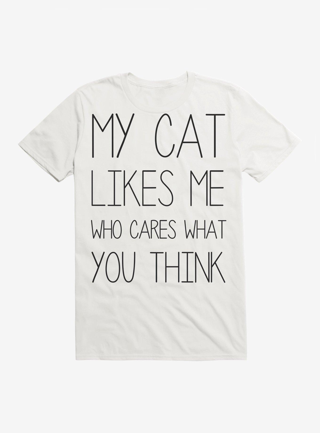 My Cat Likes Me T-Shirt, WHITE, hi-res