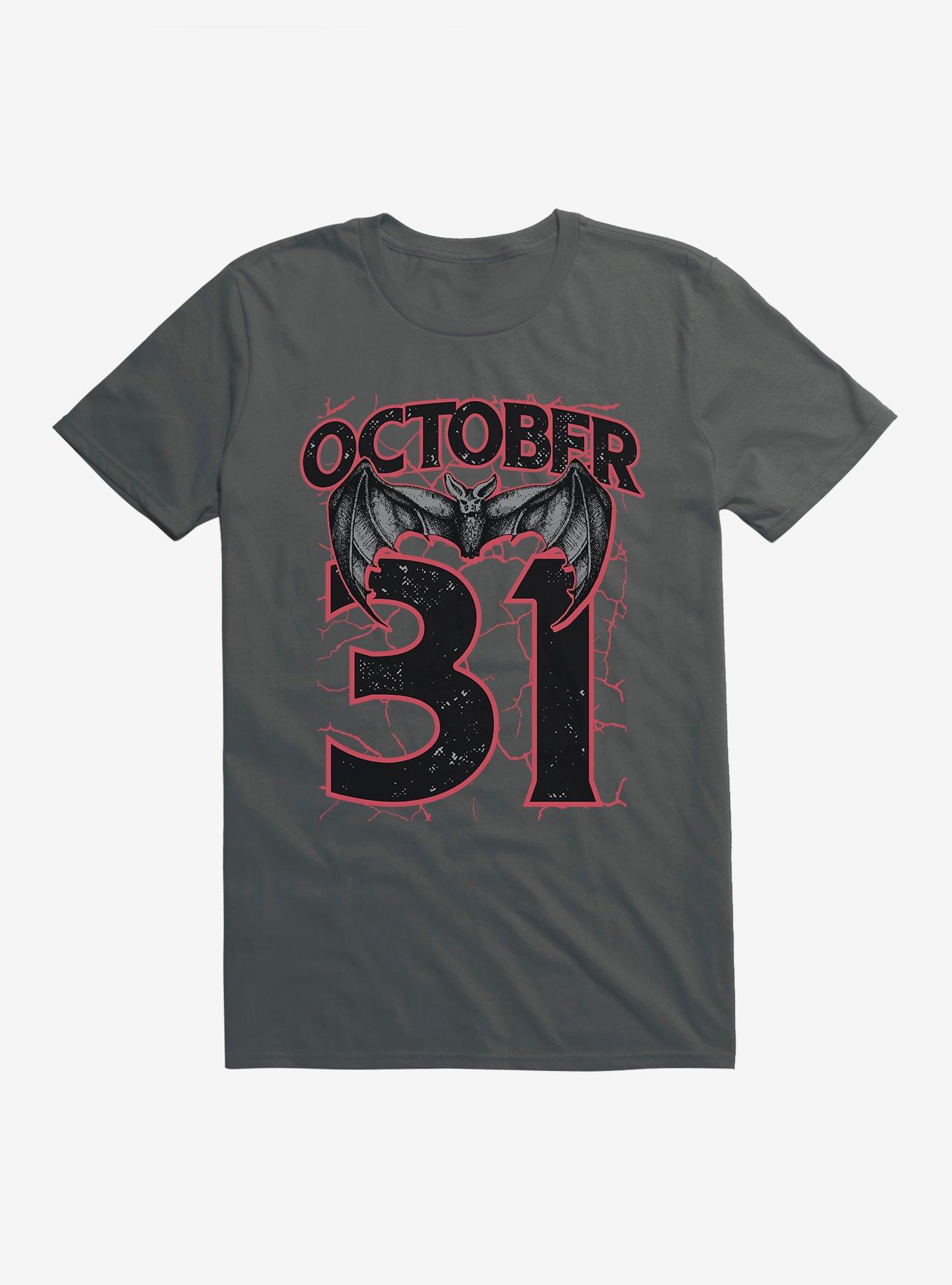 October 31 Bat T-Shirt, CHARCOAL, hi-res