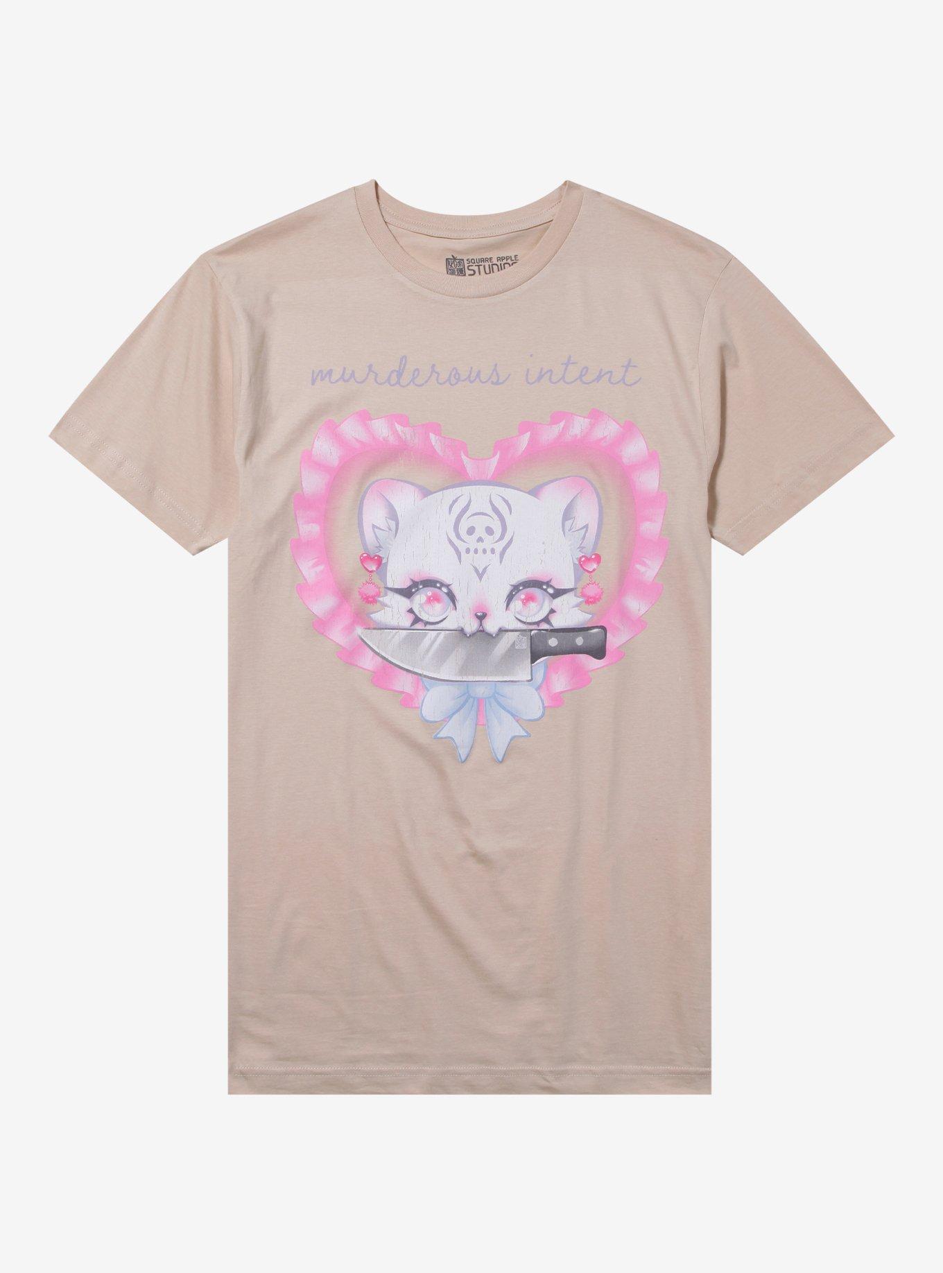 Murderous Intent Cat With Knife T-Shirt By Square Apple Studios, , hi-res