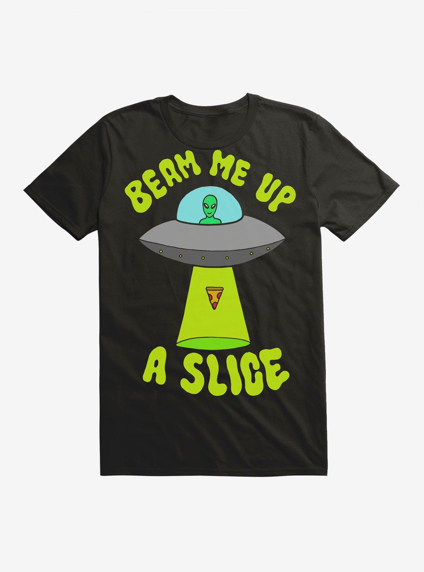 Beam Me Up a Slice Alien T-Shirt, BLACK, hi-res