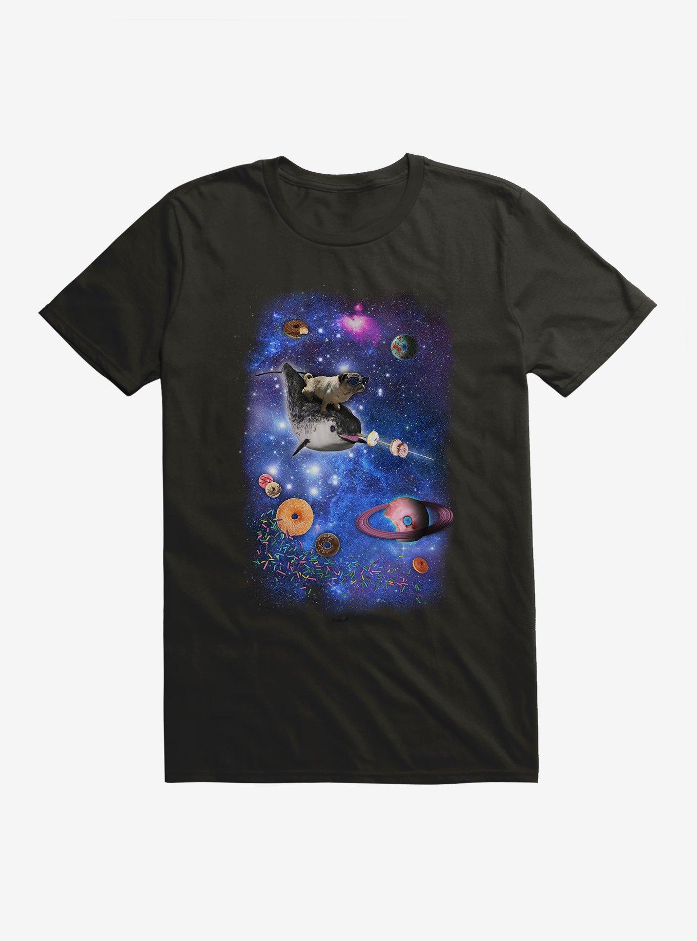 Pug and Narwhal in Space T-Shirt, BLACK, hi-res