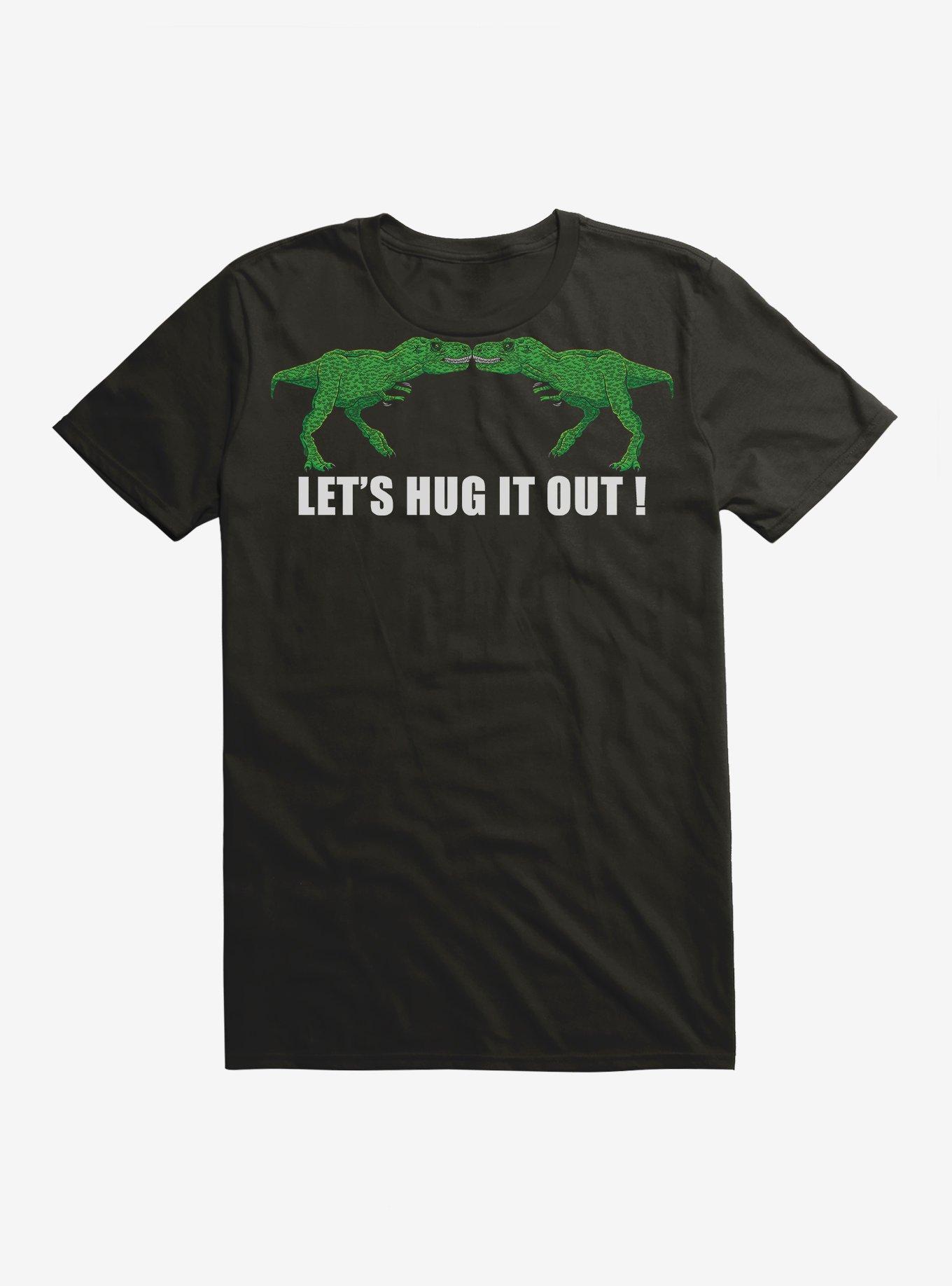 Let's Hug It Out Dinosaur T-Shirt, BLACK, hi-res