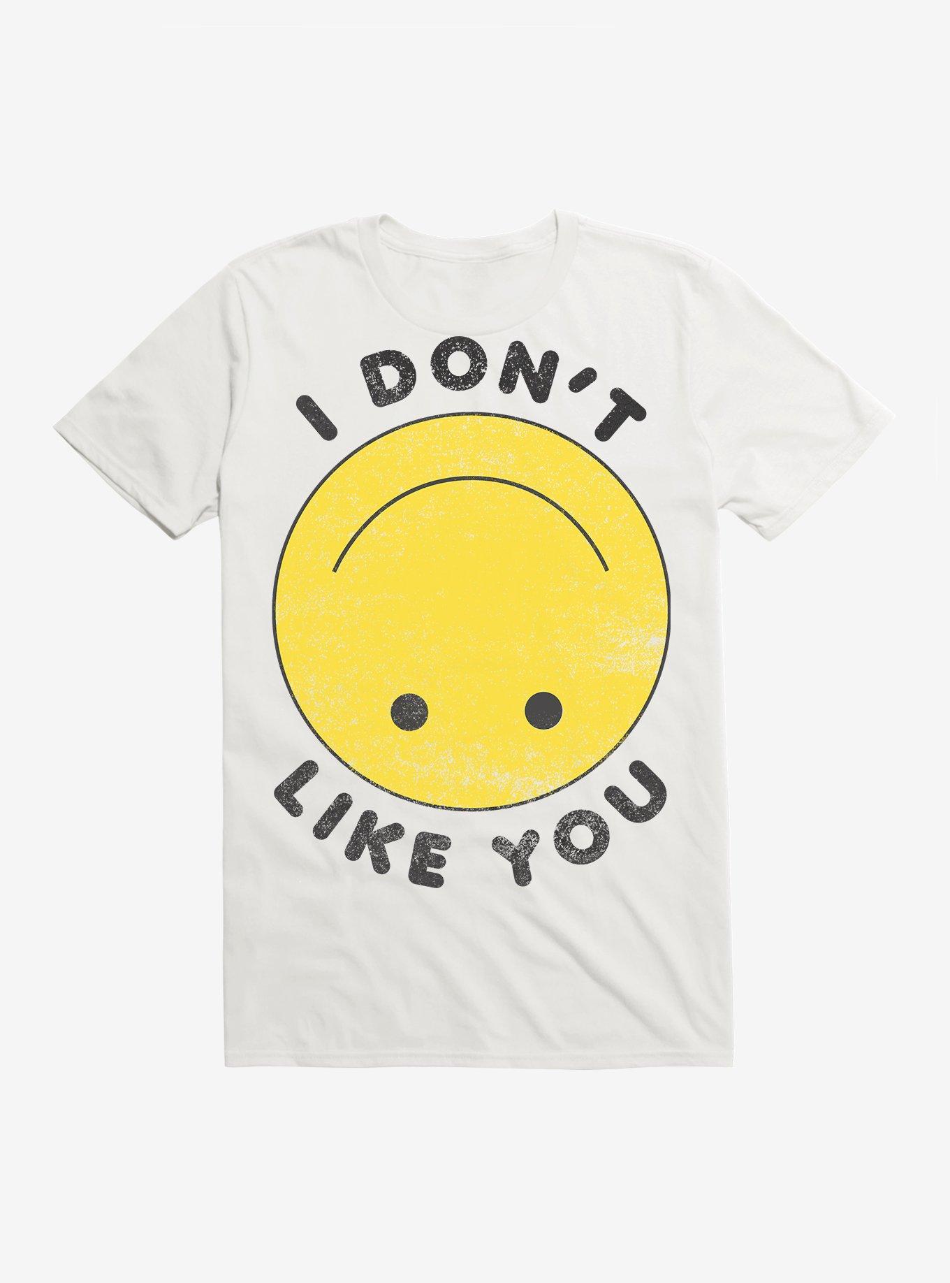 I Don't Like You Smile Face T-Shirt, WHITE, hi-res