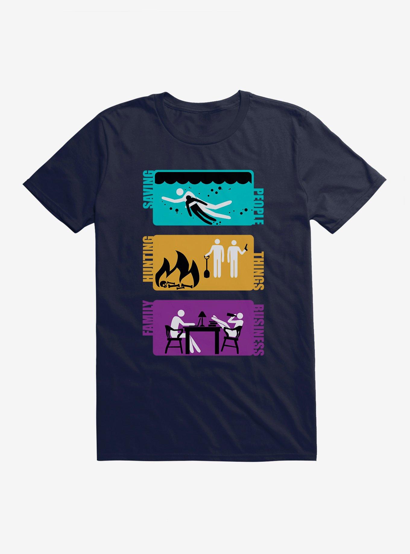 Supernatural Saving, Hunting, Family Business T-Shirt, , hi-res