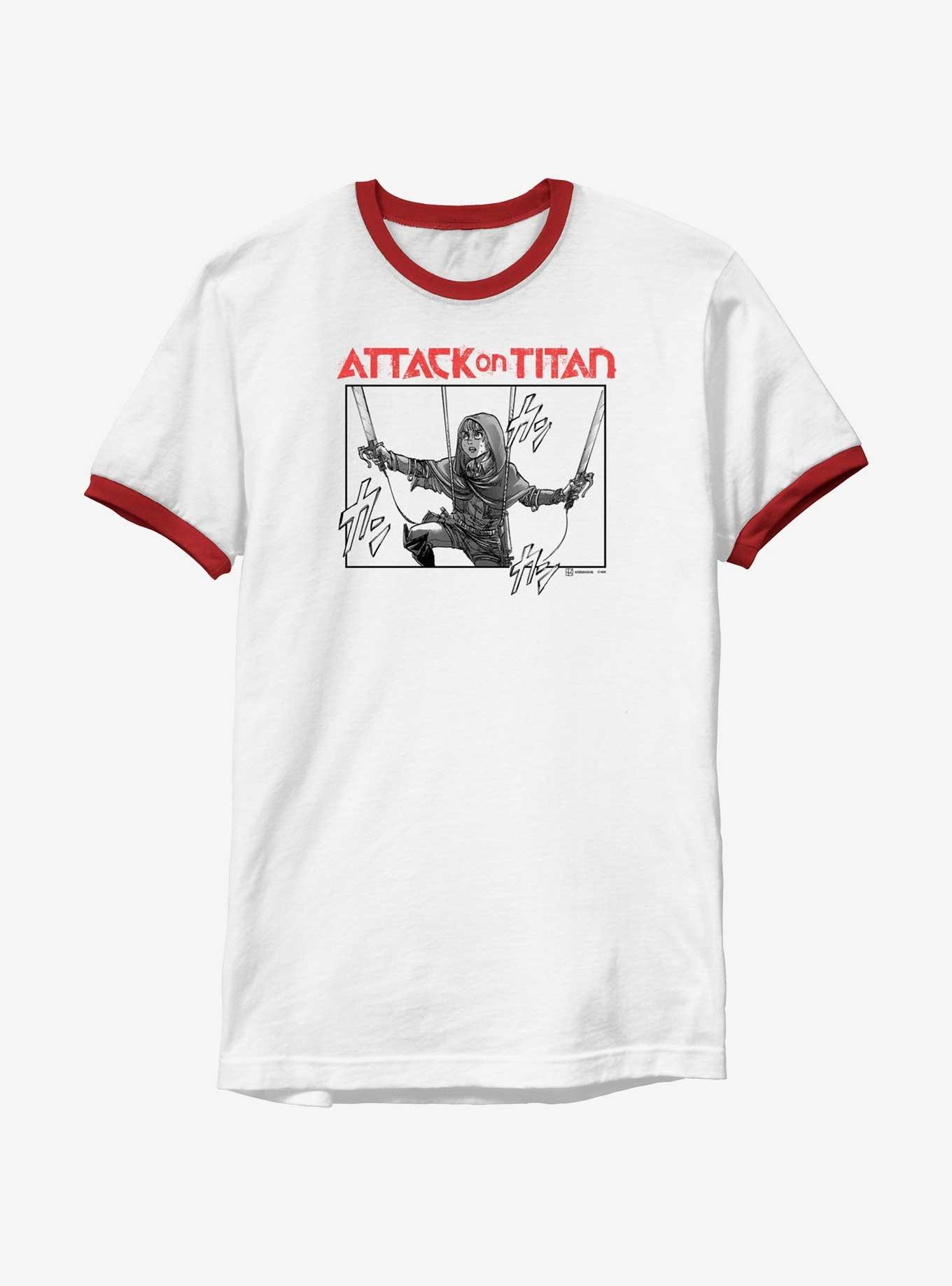 Attack On Titan Armin Manga Poster Ringer T-Shirt, WHTRED, hi-res