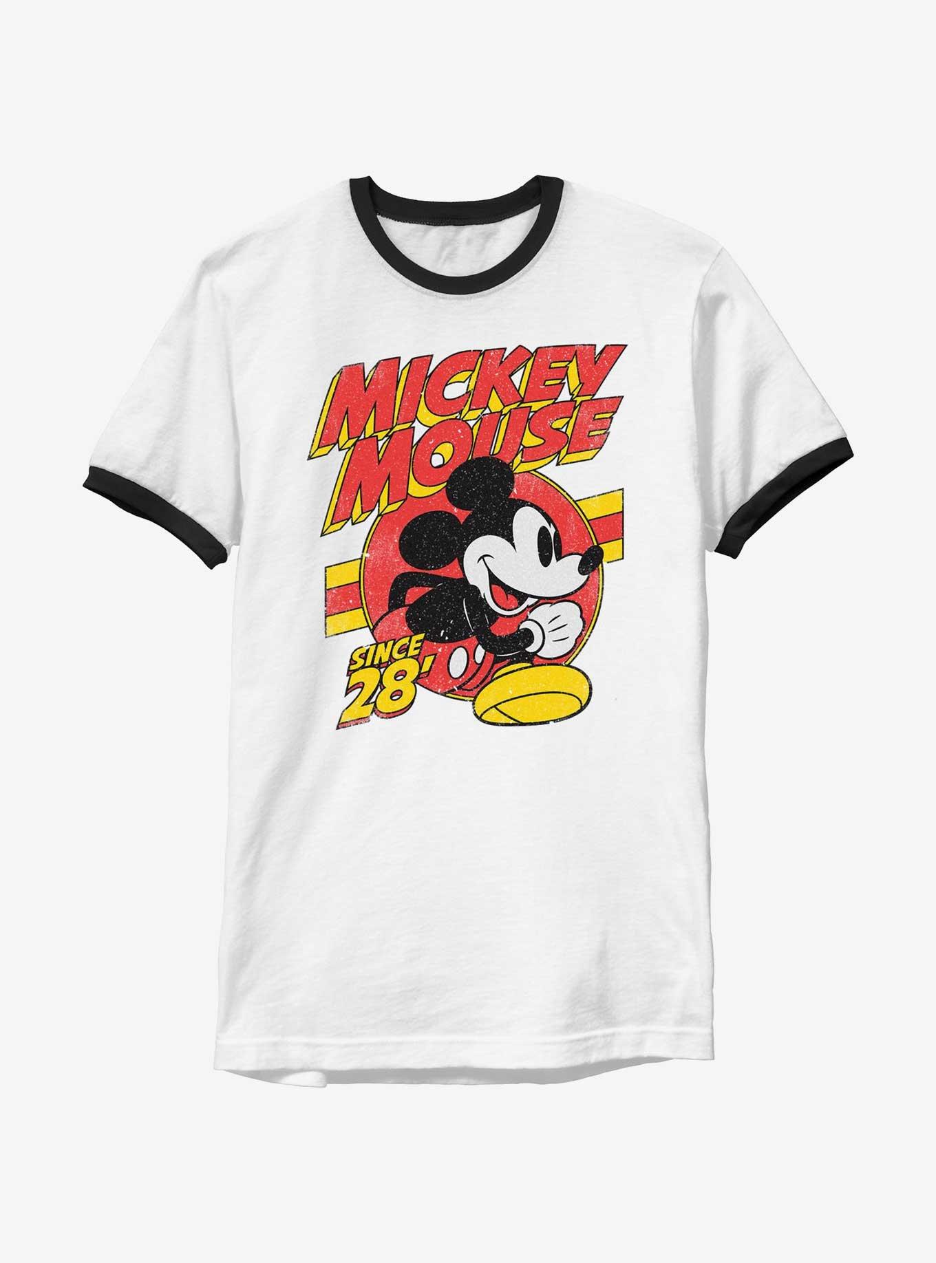 Disney Mickey Mouse Retro Ringer T-Shirt, WHTBLK, hi-res