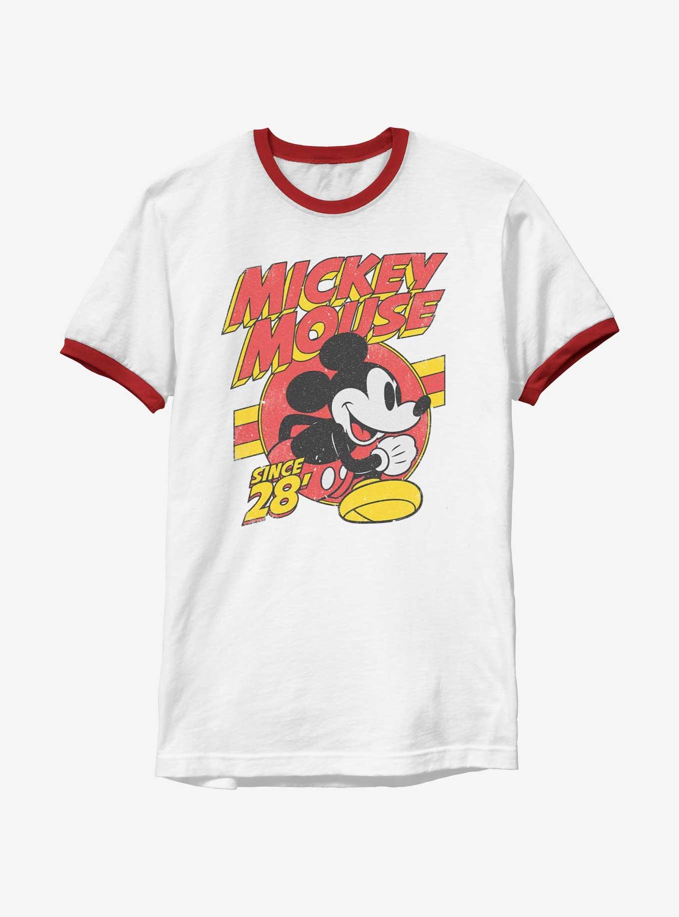 Disney Mickey Mouse Retro Ringer T-Shirt, WHTRED, hi-res