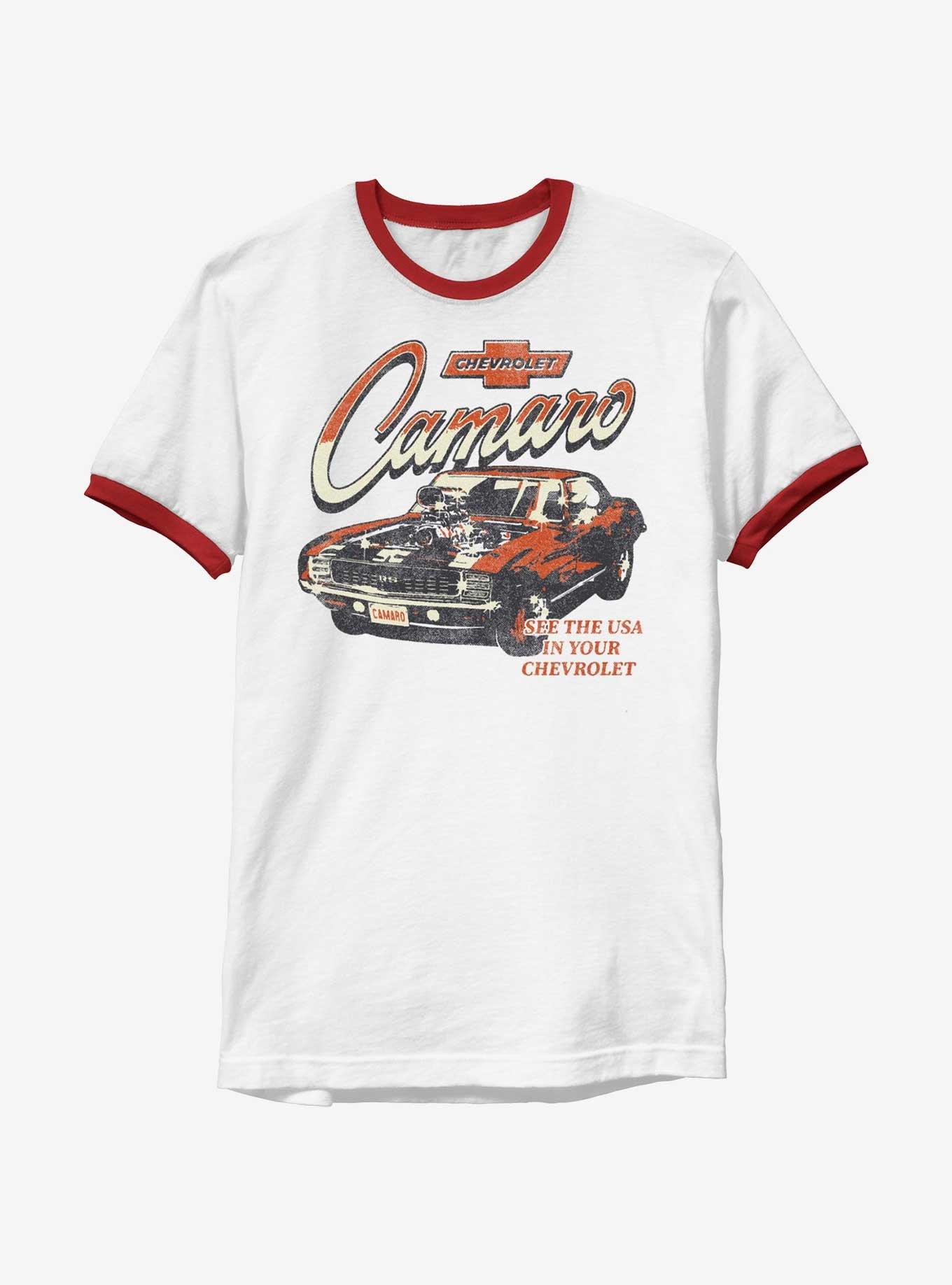 General Motors Vintage Camaro Ringer T-Shirt, WHTRED, hi-res