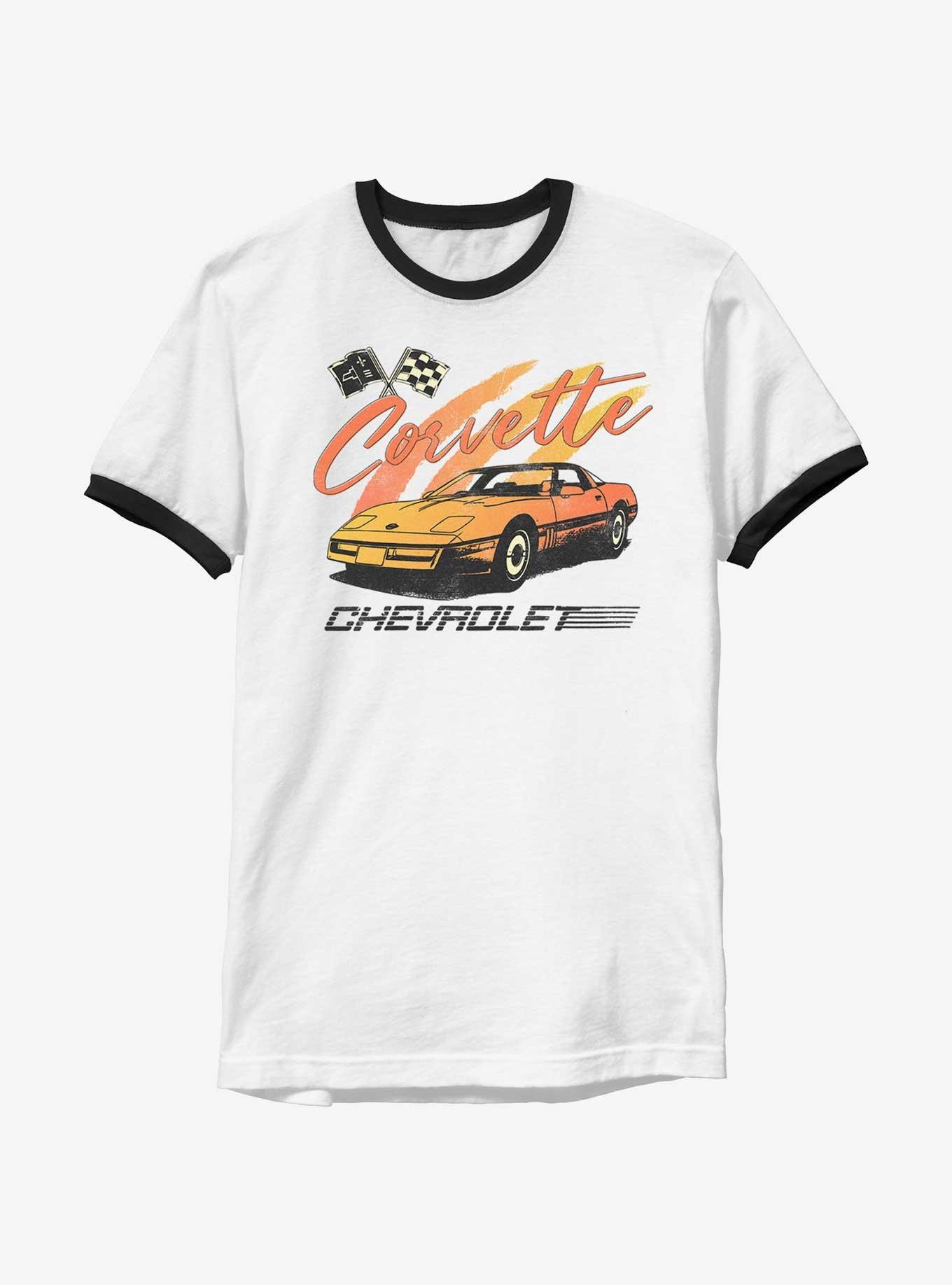 General Motors Vintage Corvette Ringer T-Shirt, WHTBLK, hi-res
