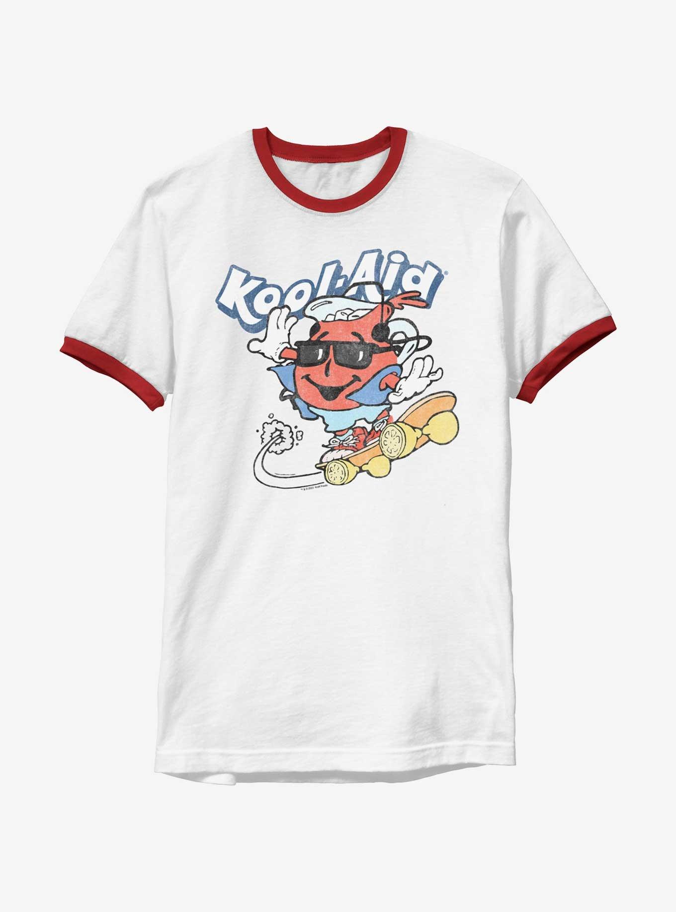 Kool-Aid Vintage Skateboarding Man Ringer T-Shirt, WHTRED, hi-res