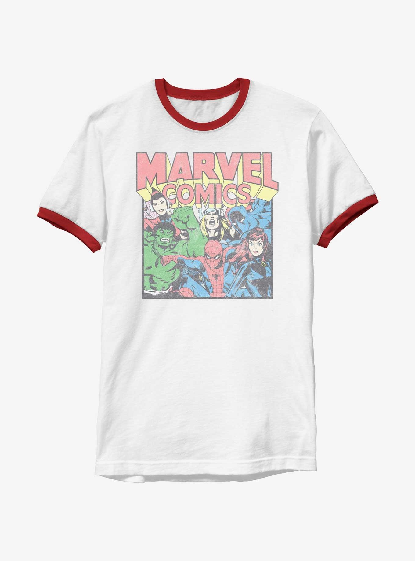 Marvel Vintage Group Box Ringer T-Shirt, WHTRED, hi-res