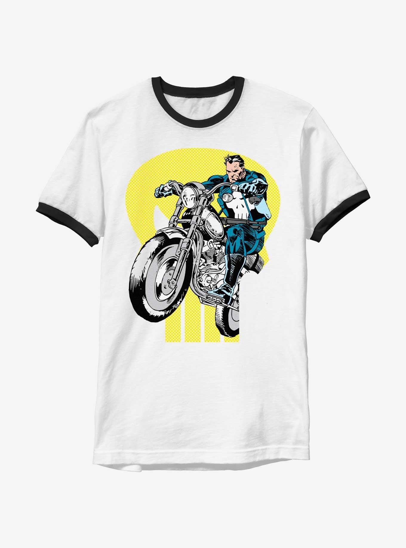 Marvel Punisher Riding Motorcycle Ringer T-Shirt