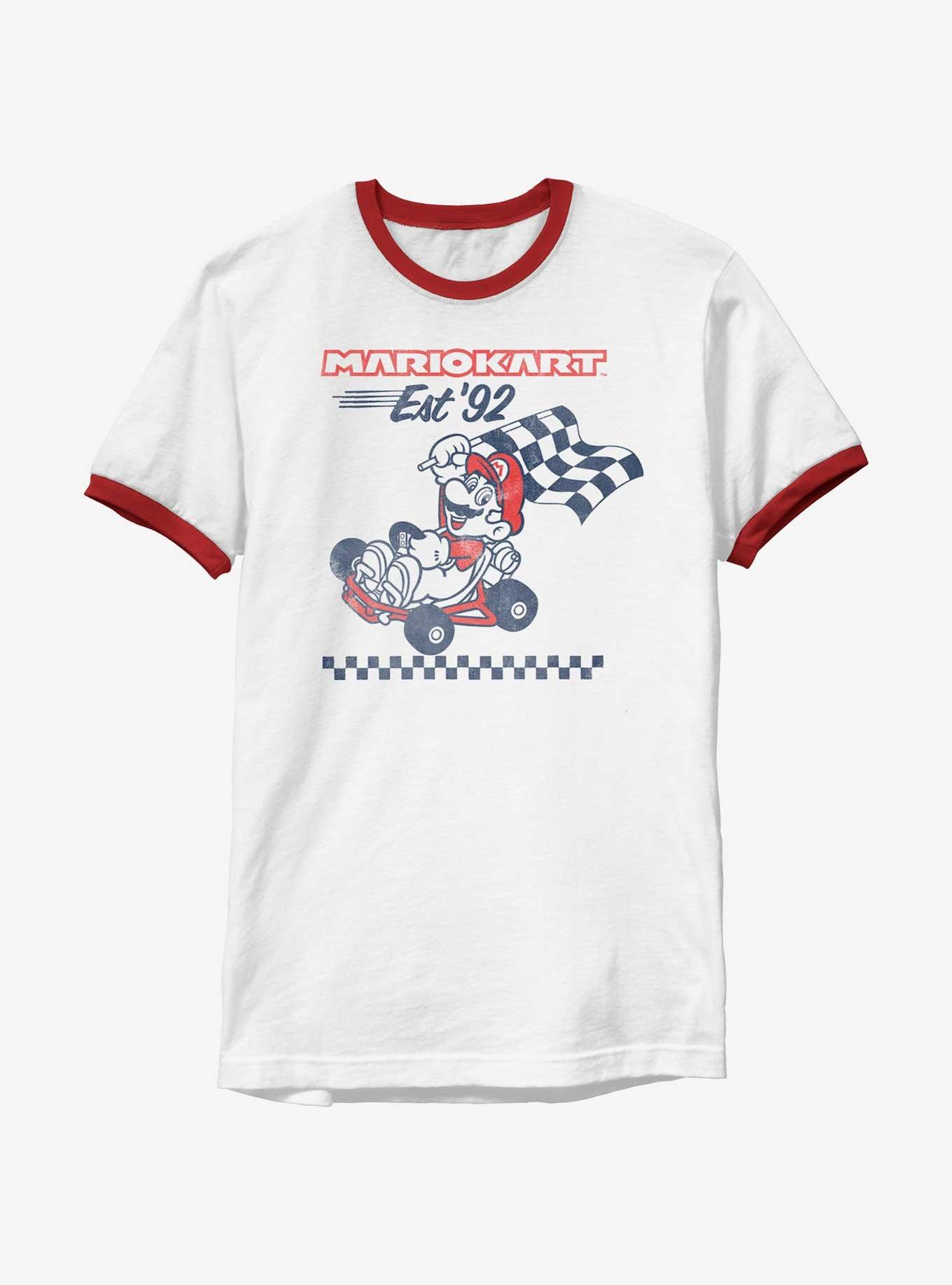 Nintendo Mario Retro Racing Mario Kart Ringer T-Shirt, WHTRED, hi-res