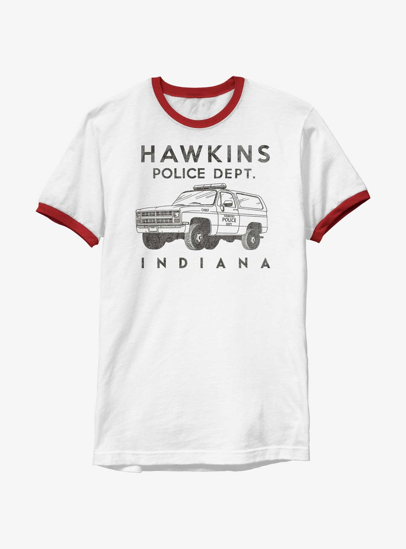 Stranger Things Hawkins Police Auto Ringer T-Shirt, , hi-res