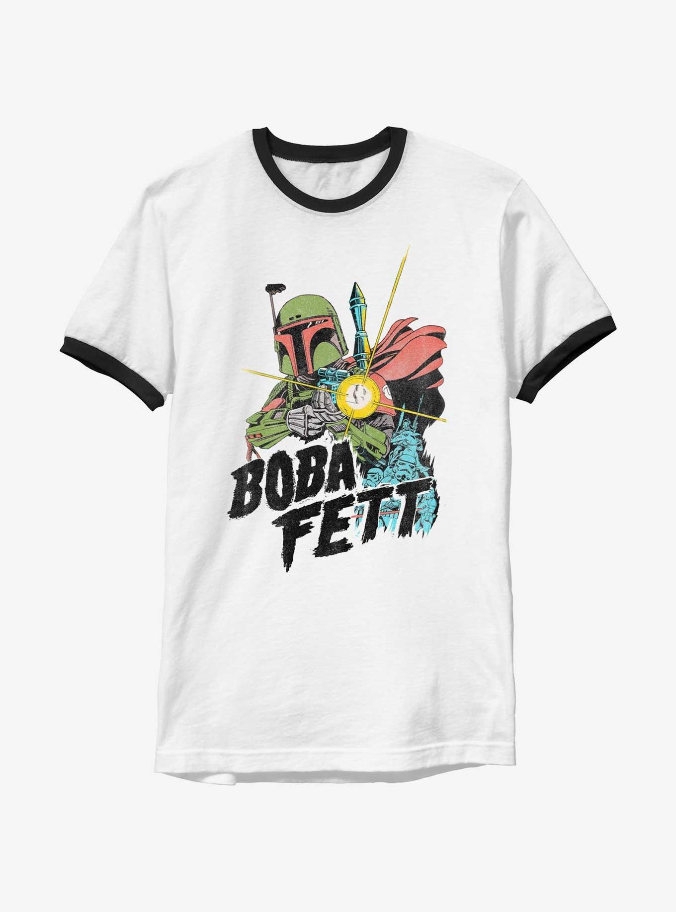 Star Wars Retro Boba Ringer T-Shirt, WHTBLK, hi-res