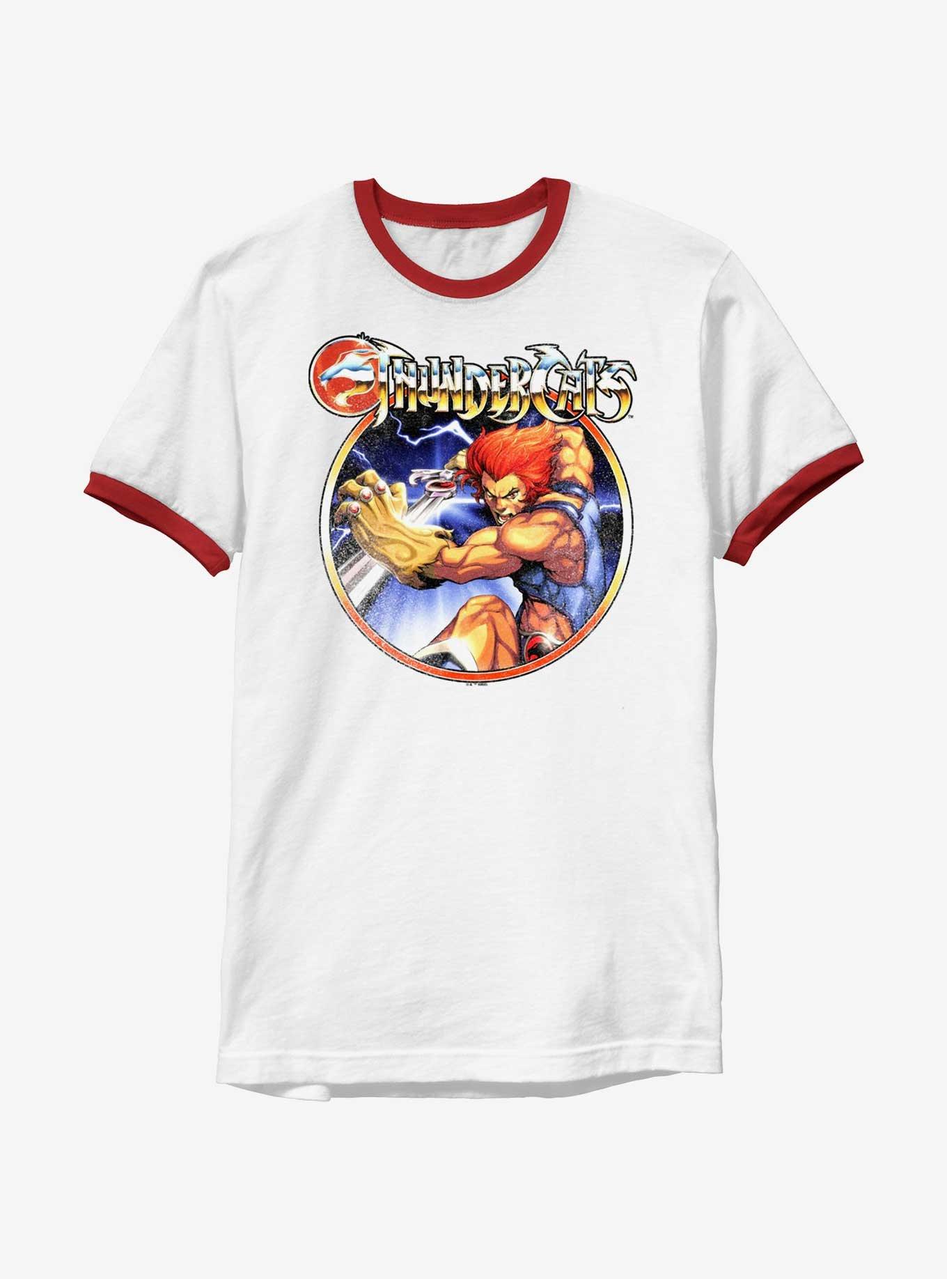Thundercats Lion-O Vintage Lightning Circle Ringer T-Shirt, WHTRED, hi-res