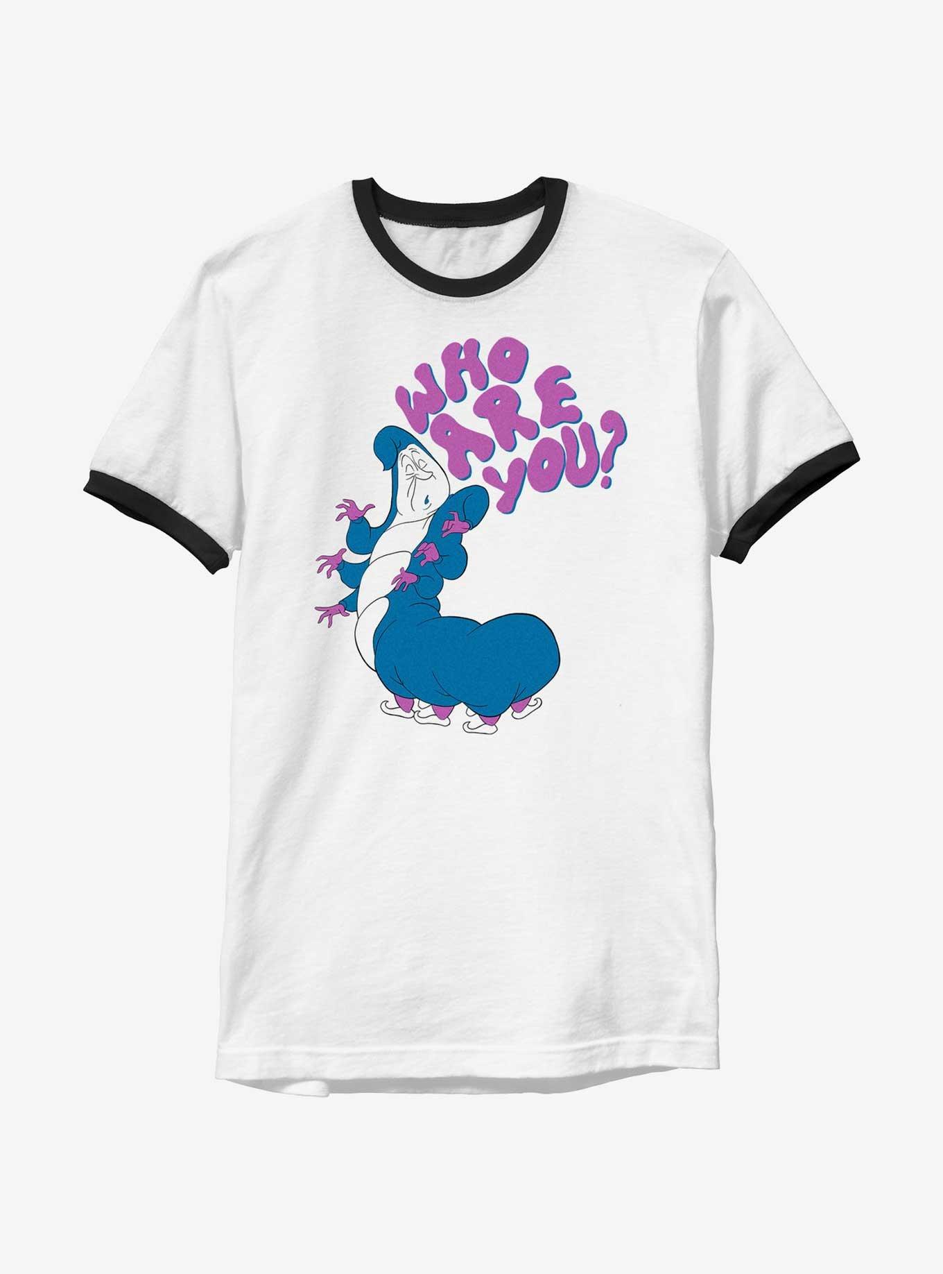 Disney Alice In Wonderland Who Are You Ringer T-Shirt, WHTBLK, hi-res