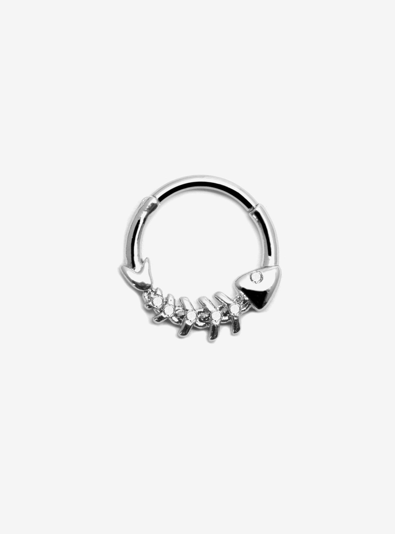 Steel Silver Fish Skeleton Hinged Clicker, , hi-res