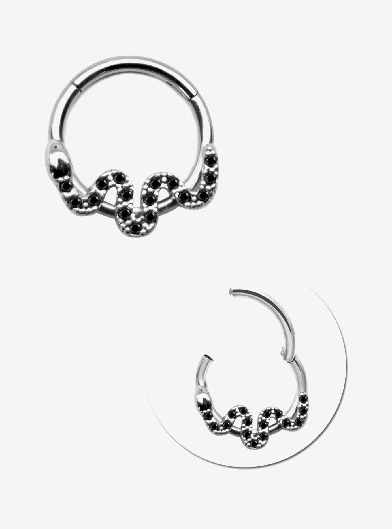 Steel Snake Bling Hinged Clicker, SILVER, hi-res