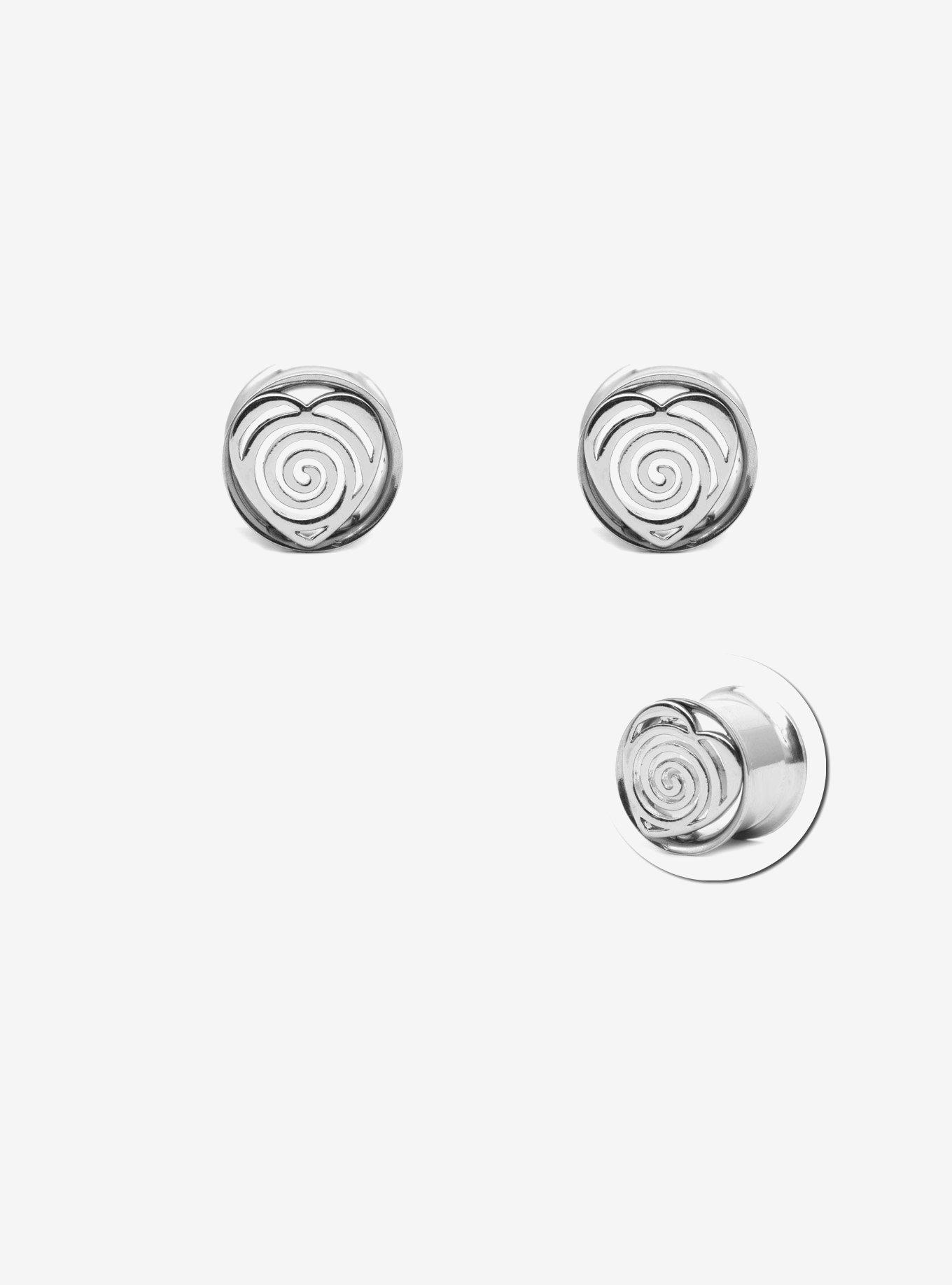 Steel Silver Spiral Heart Plug 2 Pack, , hi-res