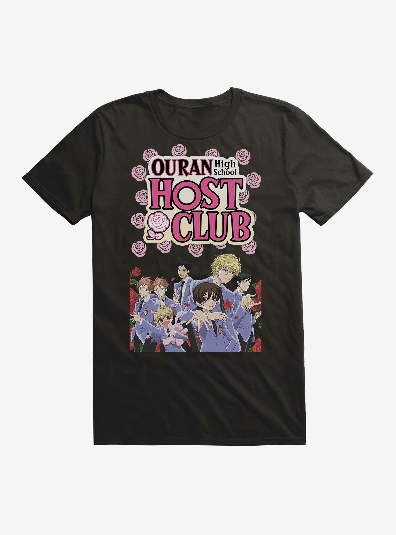 Ouran High School Host Club Pink Roses T-Shirt, BLACK, hi-res