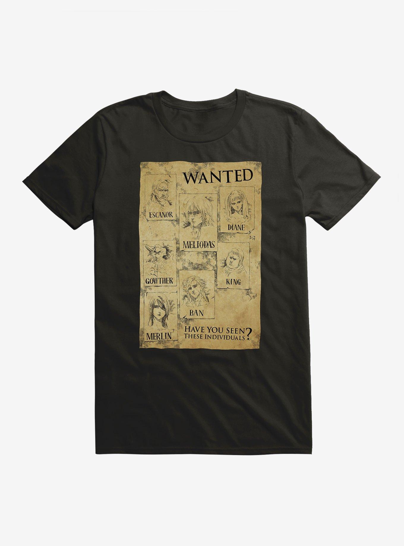 The Seven Deadly Sins Wanted Poster T-Shirt, BLACK, hi-res