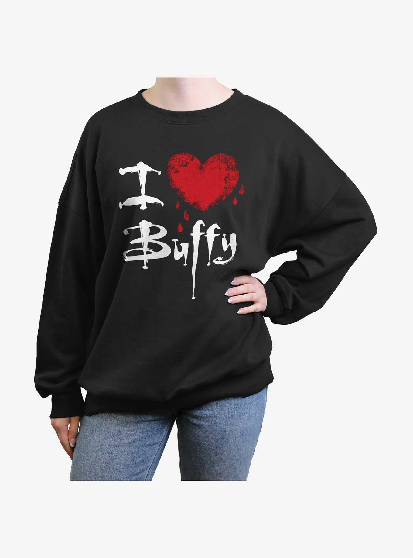 Buffy The Vampire Slayer I Love Buffy Girls Oversized Sweatshirt, BLACK, hi-res