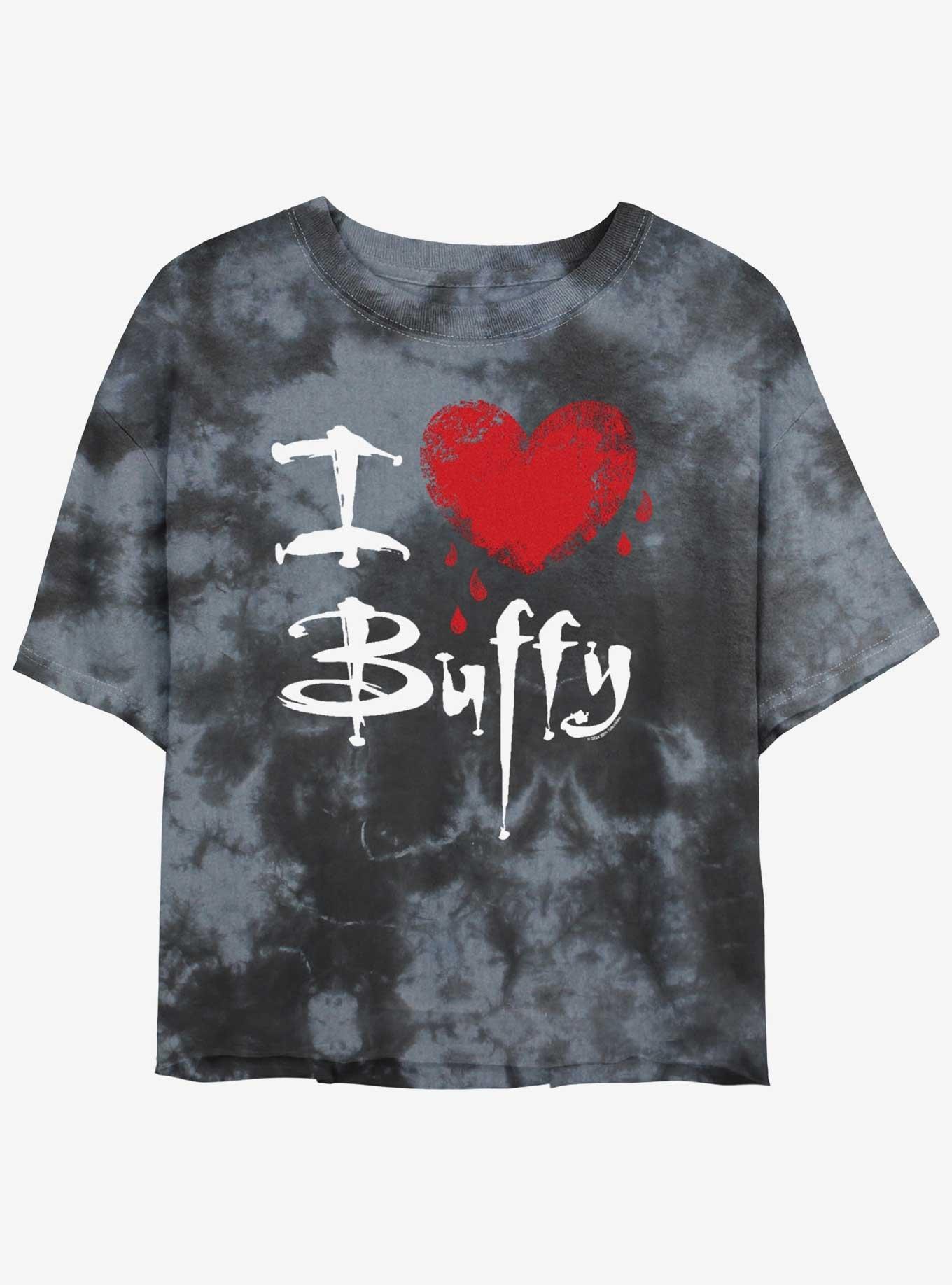 Buffy The Vampire Slayer I Love Buffy Girls Tie-Dye Crop T-Shirt, , hi-res
