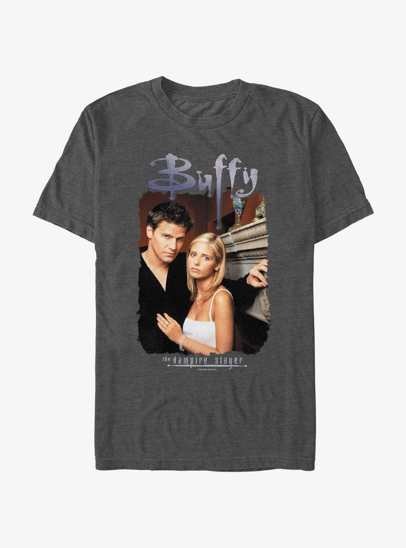 Buffy The Vampire Slayer Buffy And Angel Pose T-Shirt, CHAR HTR, hi-res