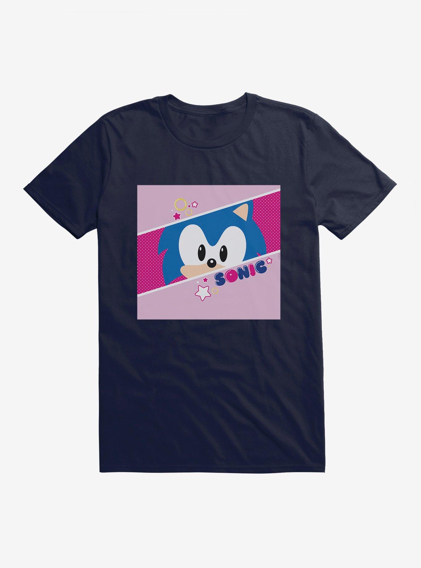 Sonic The Hedgehog Pop Sonic Eyes Peek T-Shirt, NAVY, hi-res
