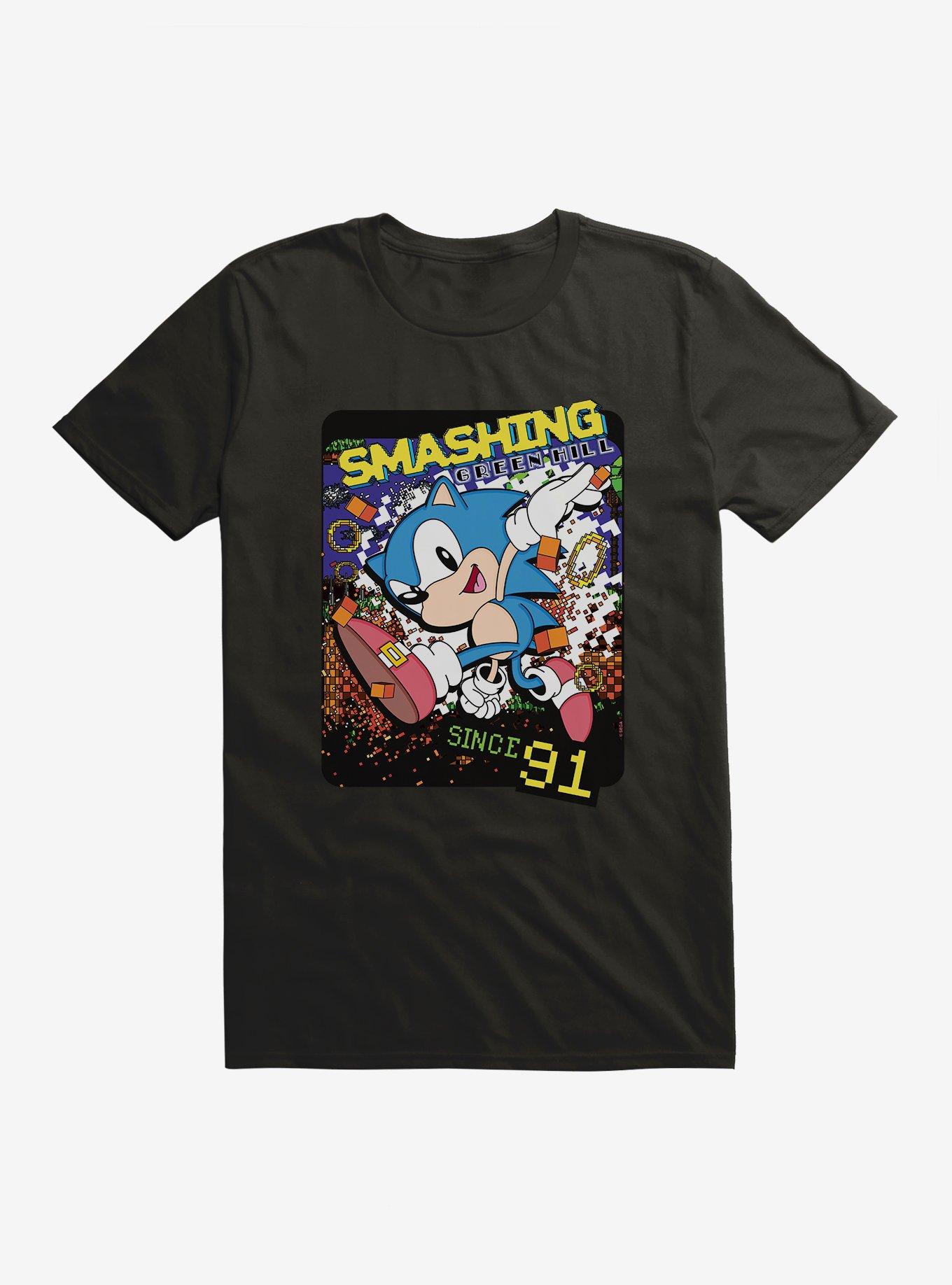 Sonic The Hedgehog Smashing Green Hill Since '91 Pixel T-Shirt, , hi-res